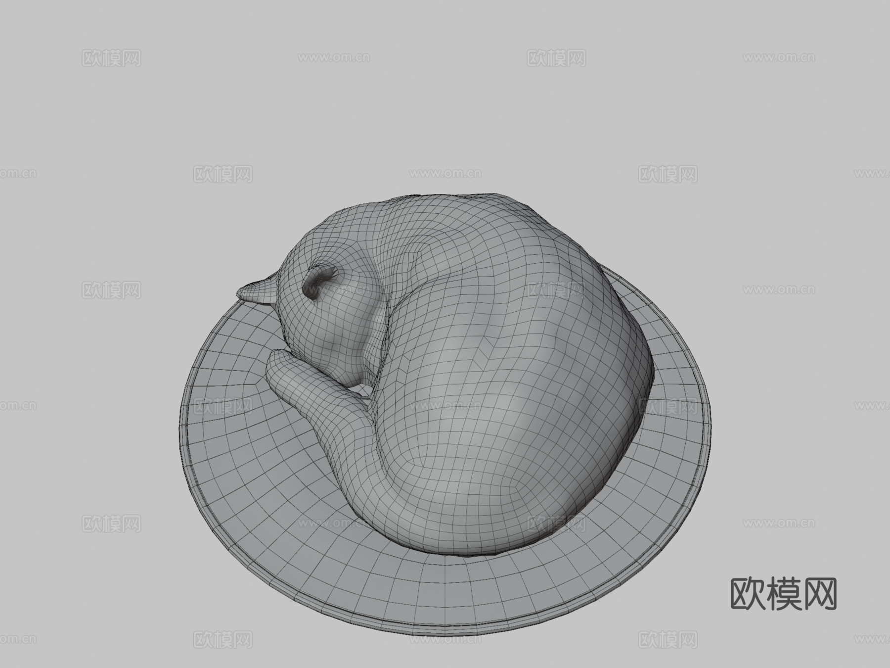 垫子上睡觉的猫3d模型