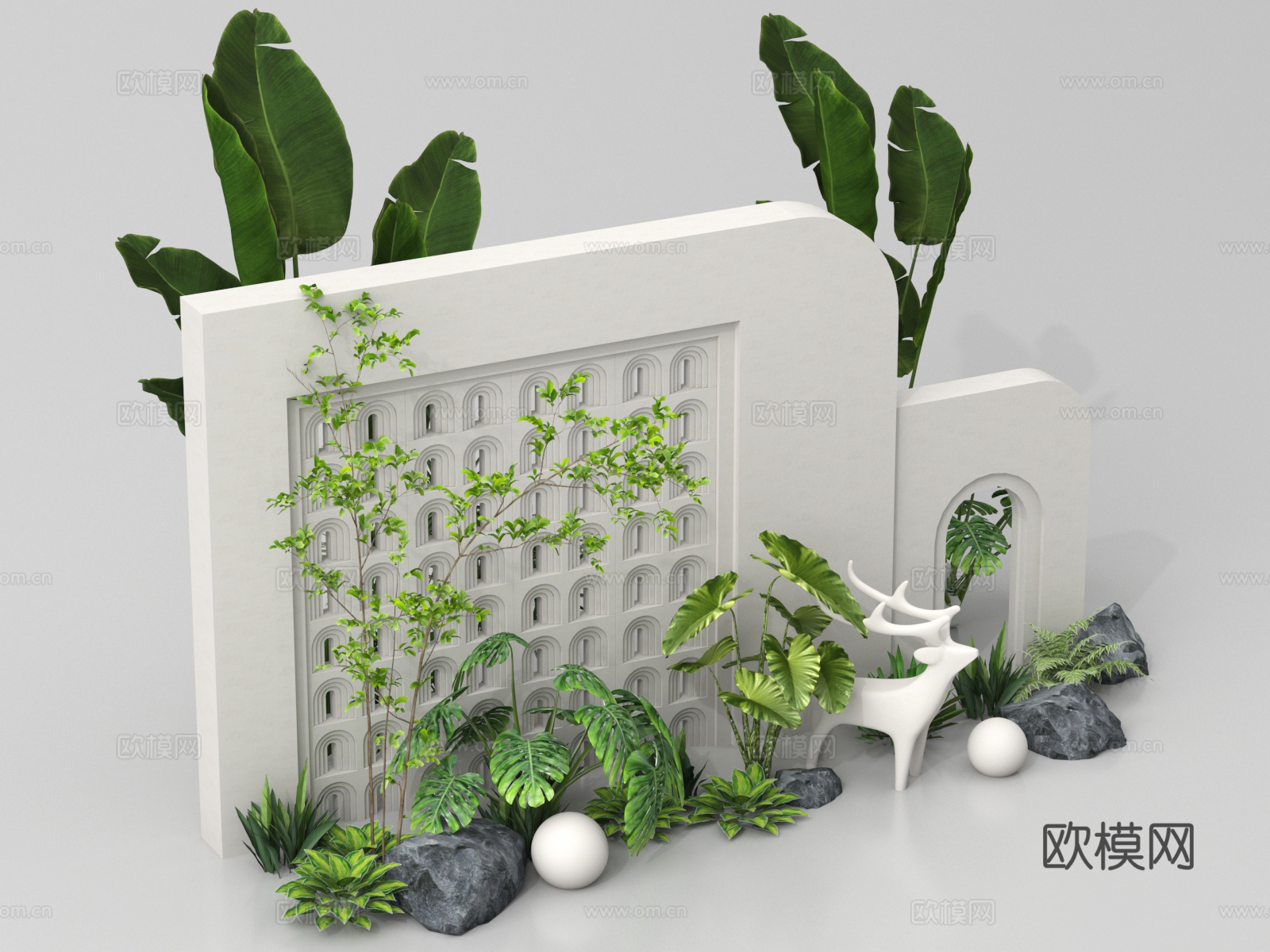 小区景墙 庭院景墙3d模型