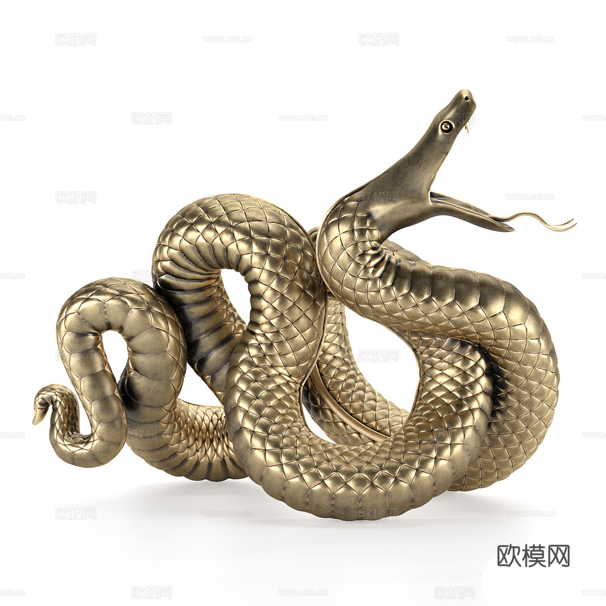 新中式轻奢金蛇雕塑摆件3d模型