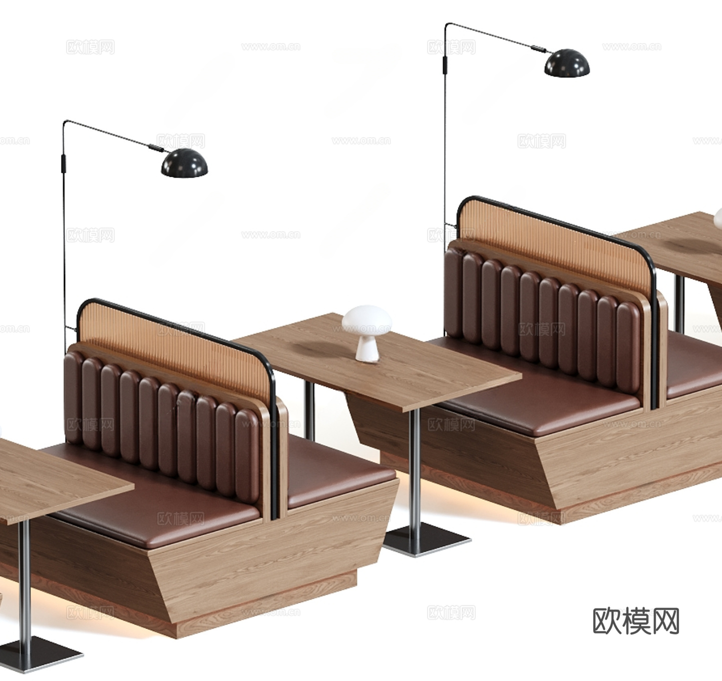 现代卡座沙发 餐厅卡座su模型
