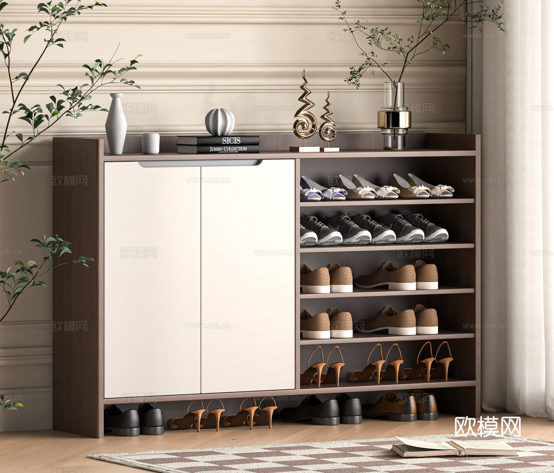 现代鞋柜su模型下载（渲染图1）