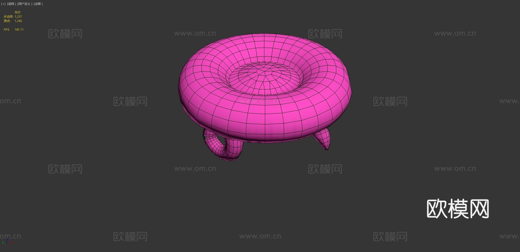 火烈鸟泳池浮具低多边形PBR3d模型
