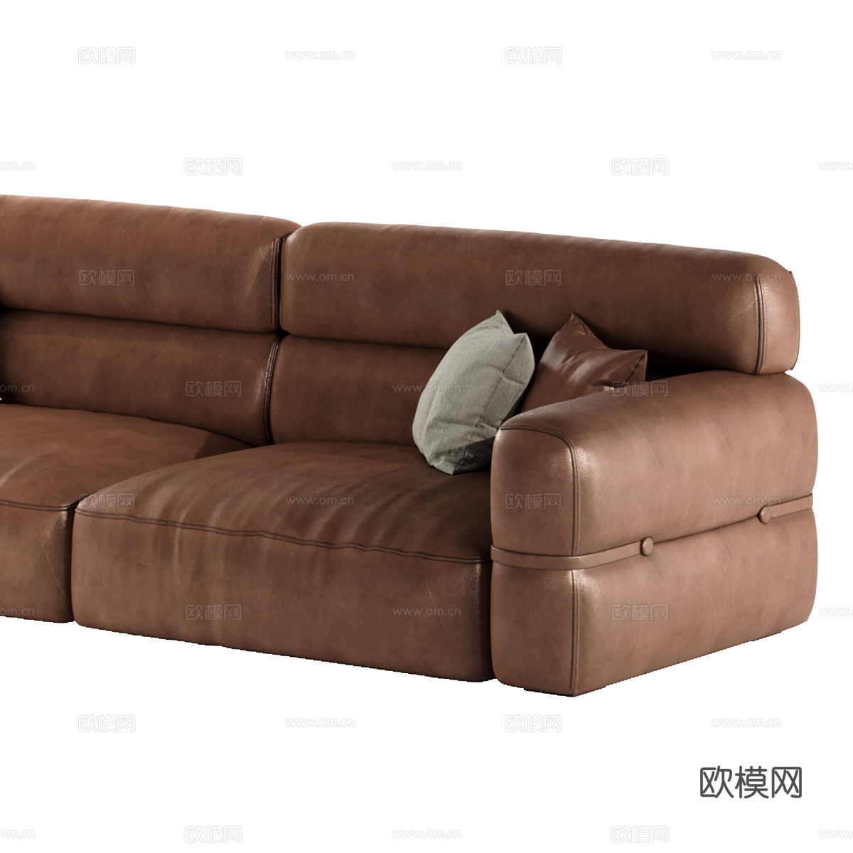现代意式奶油风皮革休闲沙发3d模型