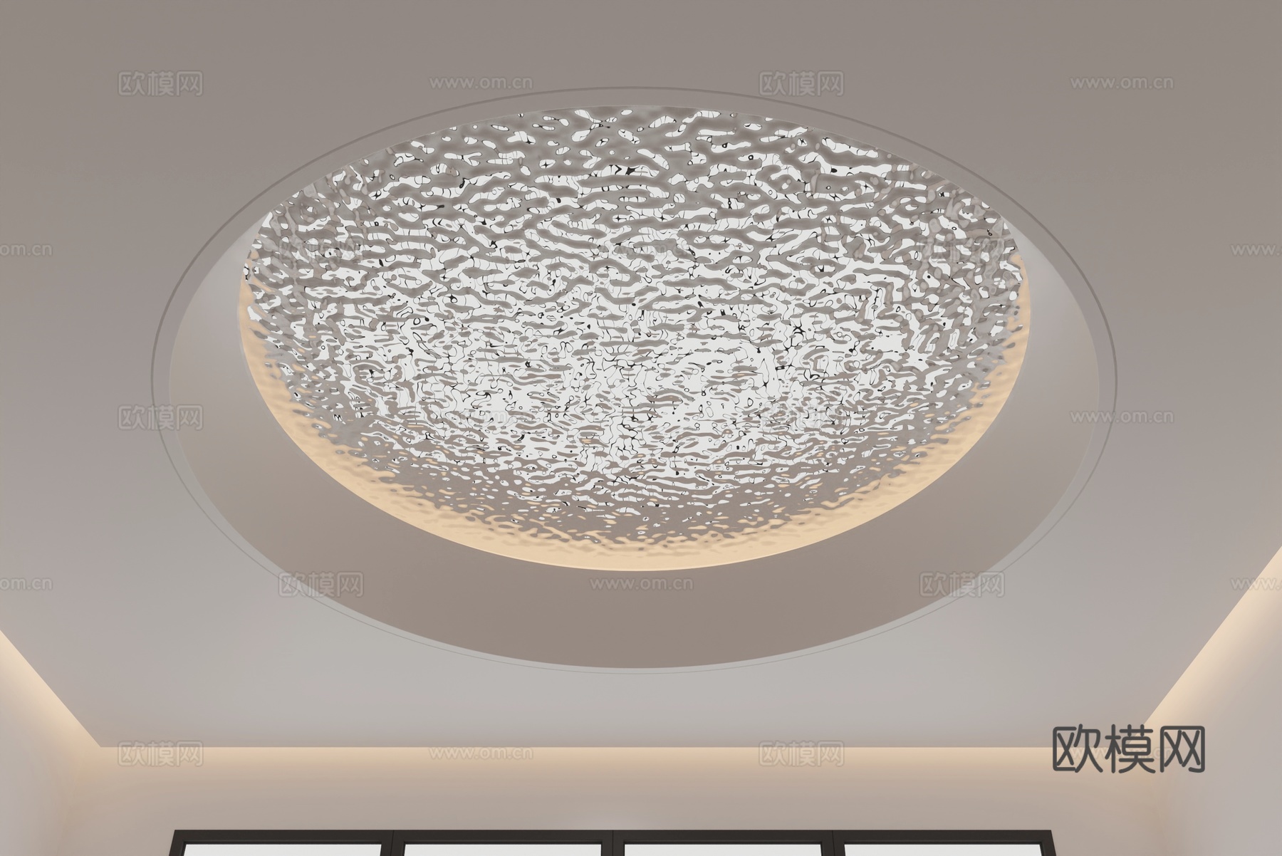 现代吊顶_圆形吊顶_水波纹不锈钢吊顶_天花吊顶3d模型