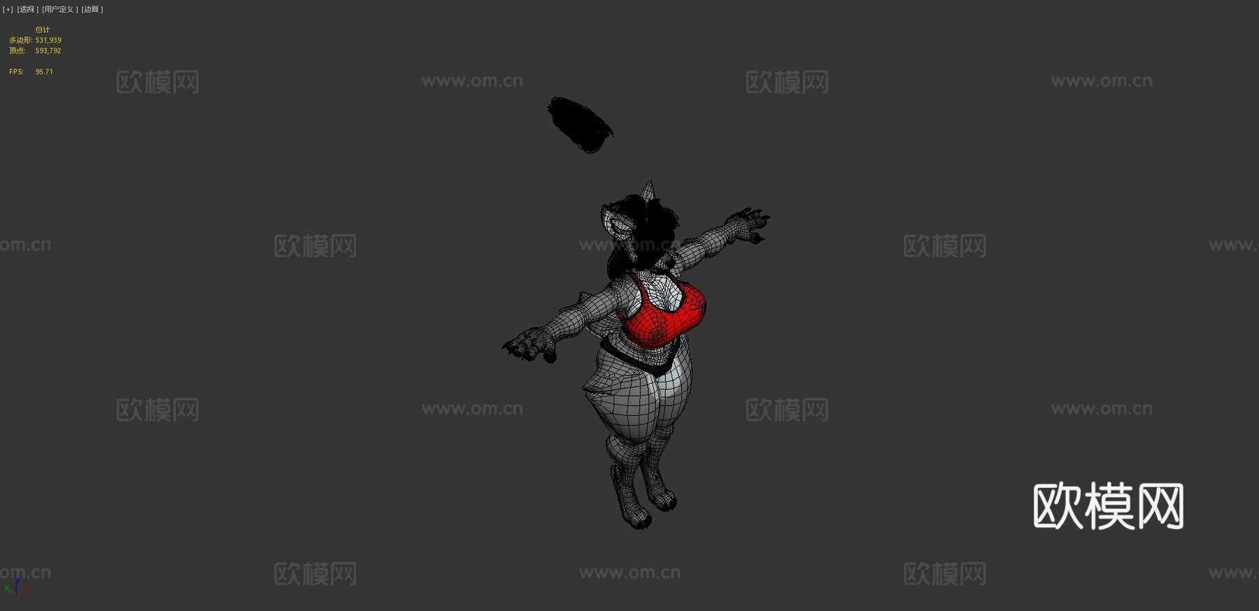 狼+骨骼混合器3d模型