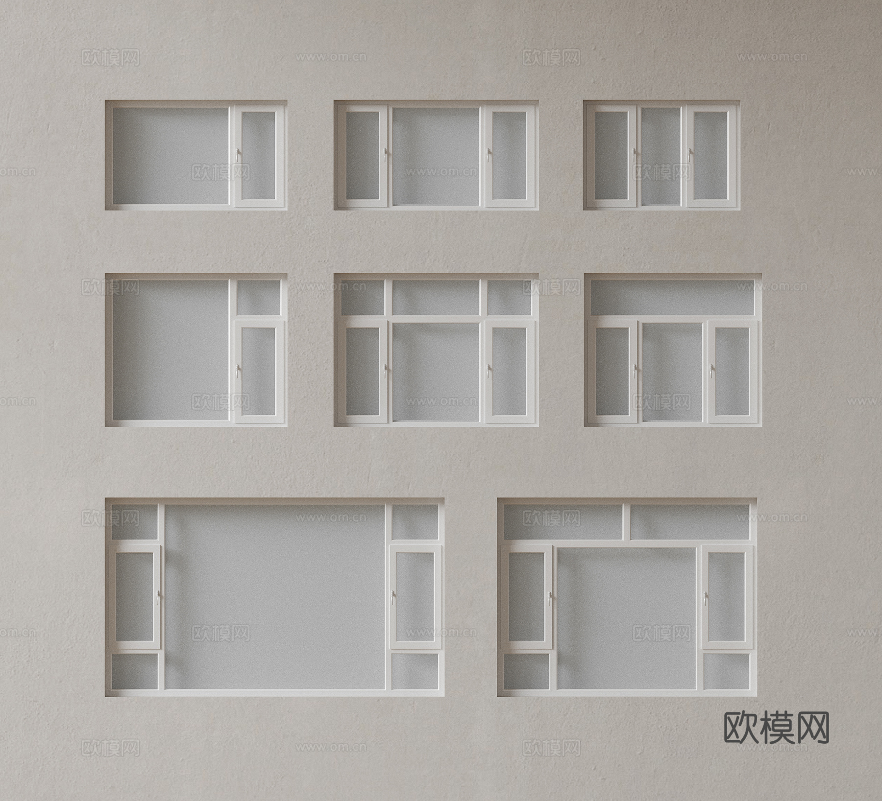 现代窗户组合 窗户玻璃窗 落地窗阳台窗 飘窗卧室窗 推拉窗3d模型