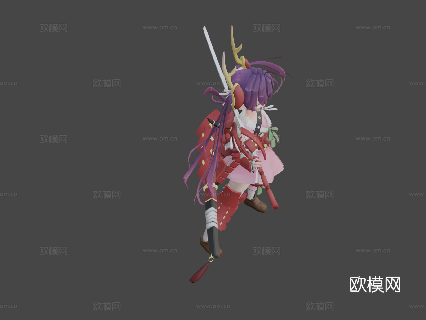 武士少女3d模型