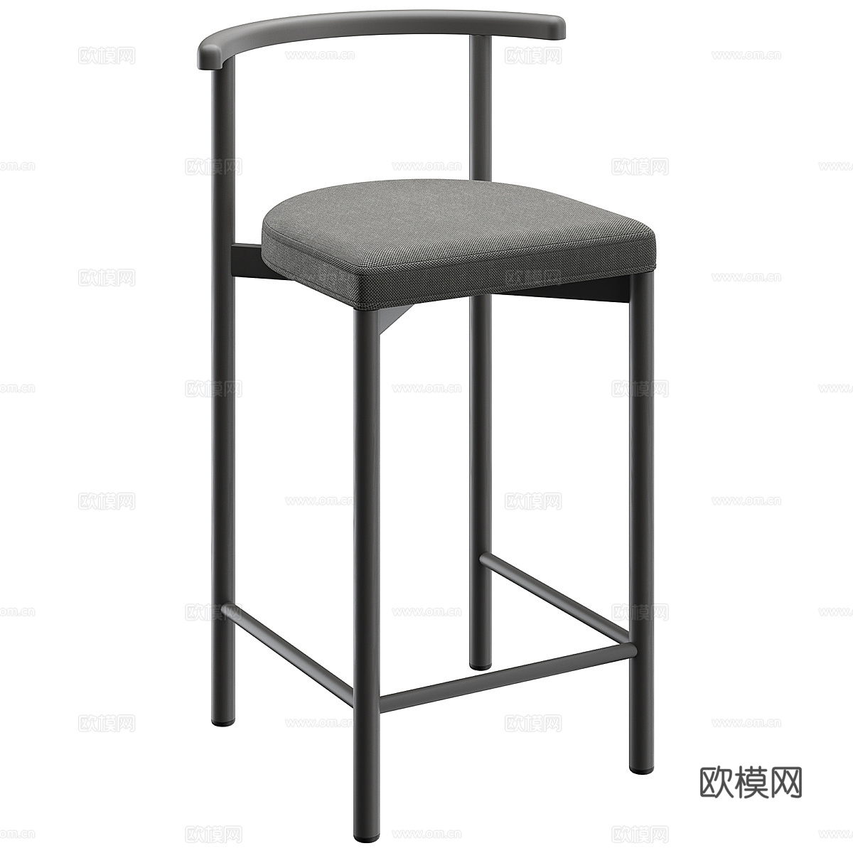 新中式木质吧台椅3d模型