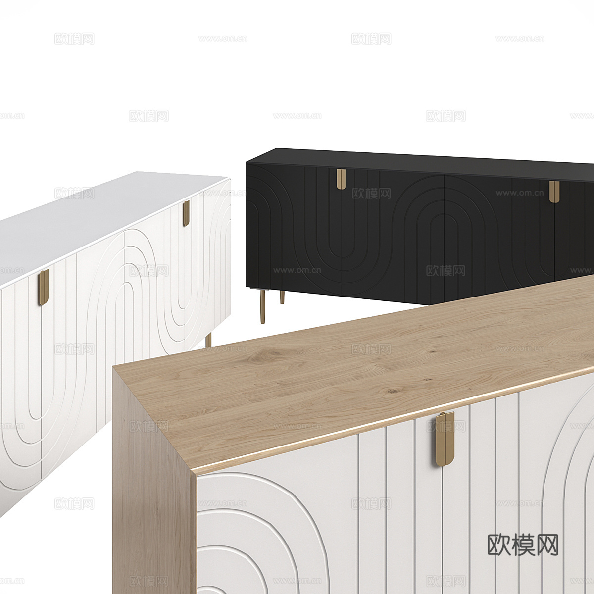 现代意式奶油风电视柜3d模型