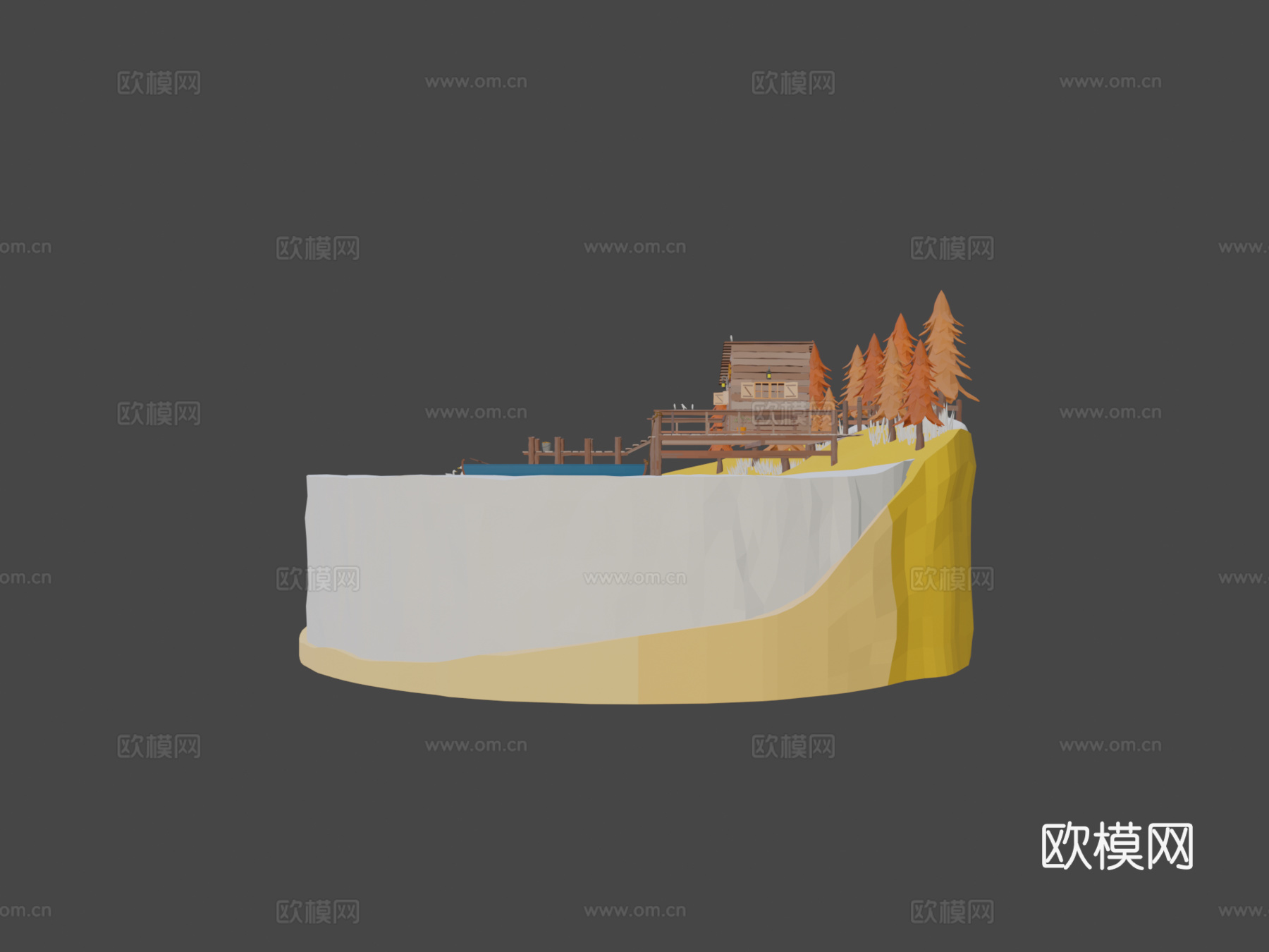 低多边形湖泊场景3d模型