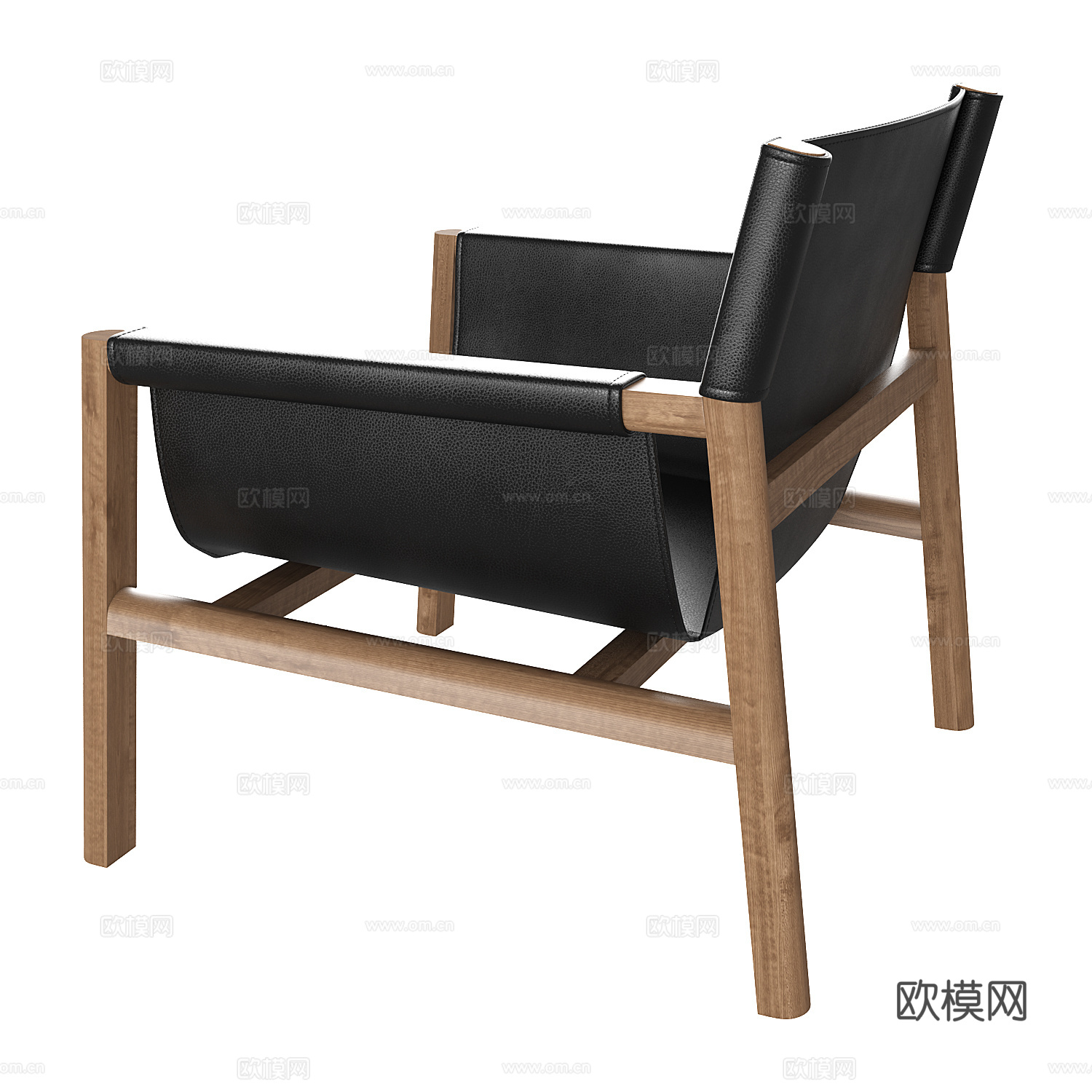 现代意式皮革木质扶手椅3d模型