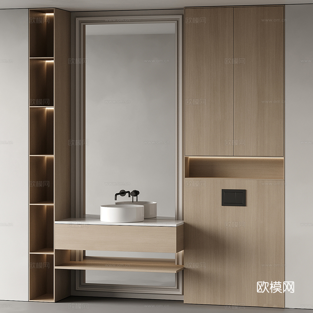 现代意式极简浴室柜 台盆柜3d模型