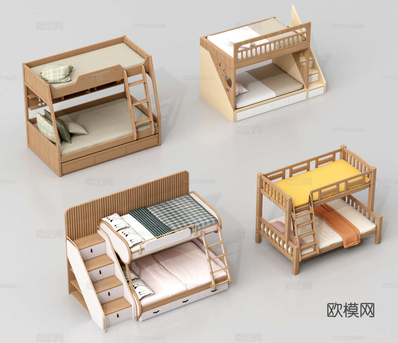 上下床 儿童床 上下铺 高低床3d模型