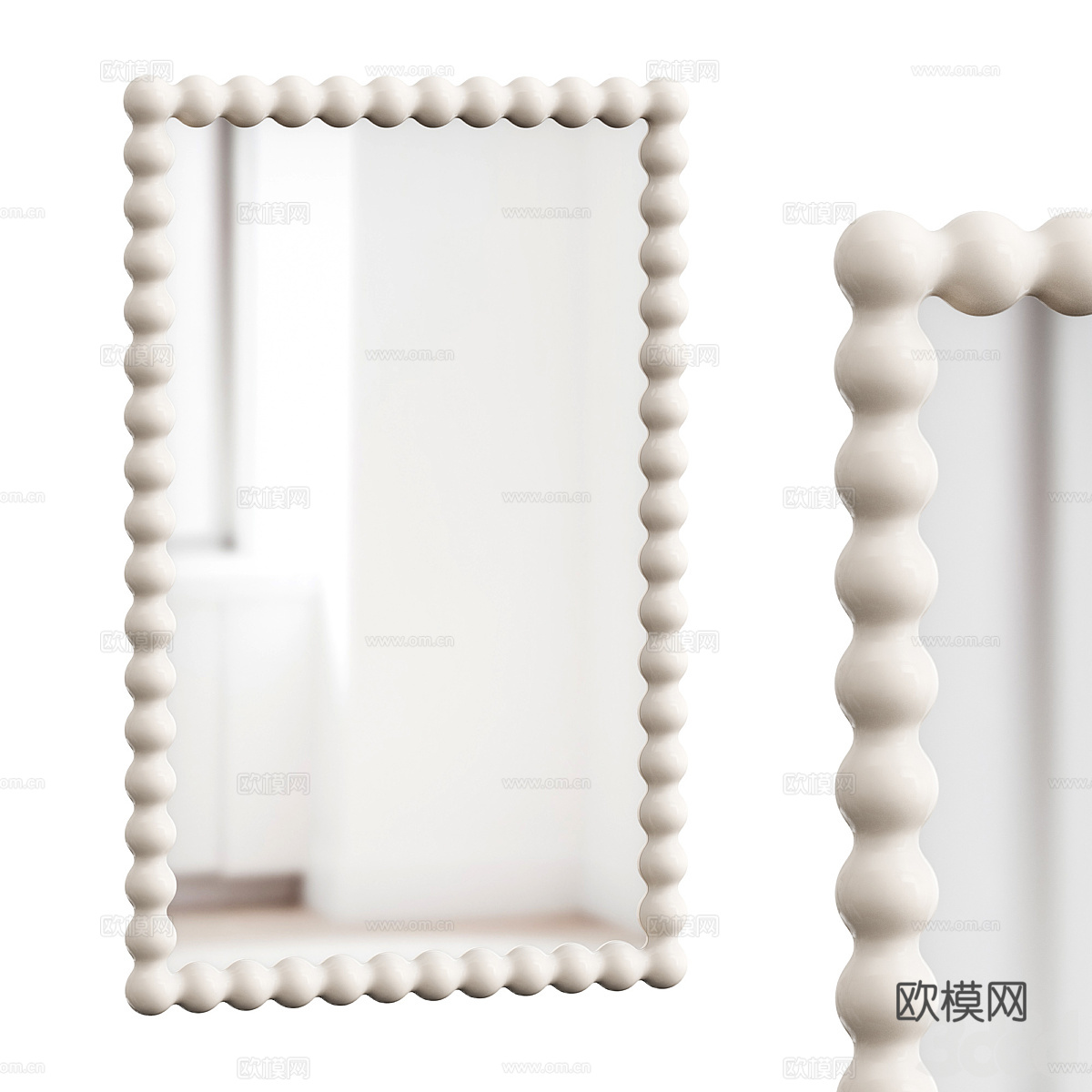新中式中古风装饰镜子3d模型