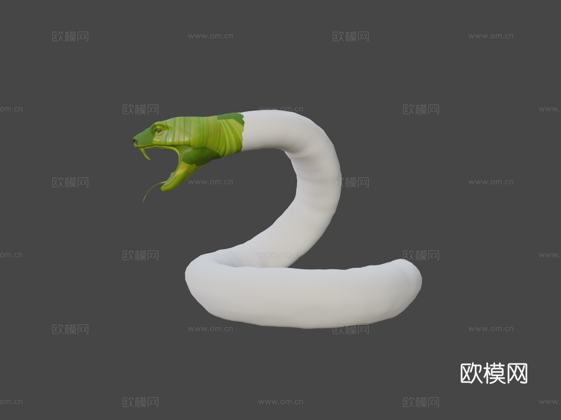 大型绿色攻击性蛇3d模型