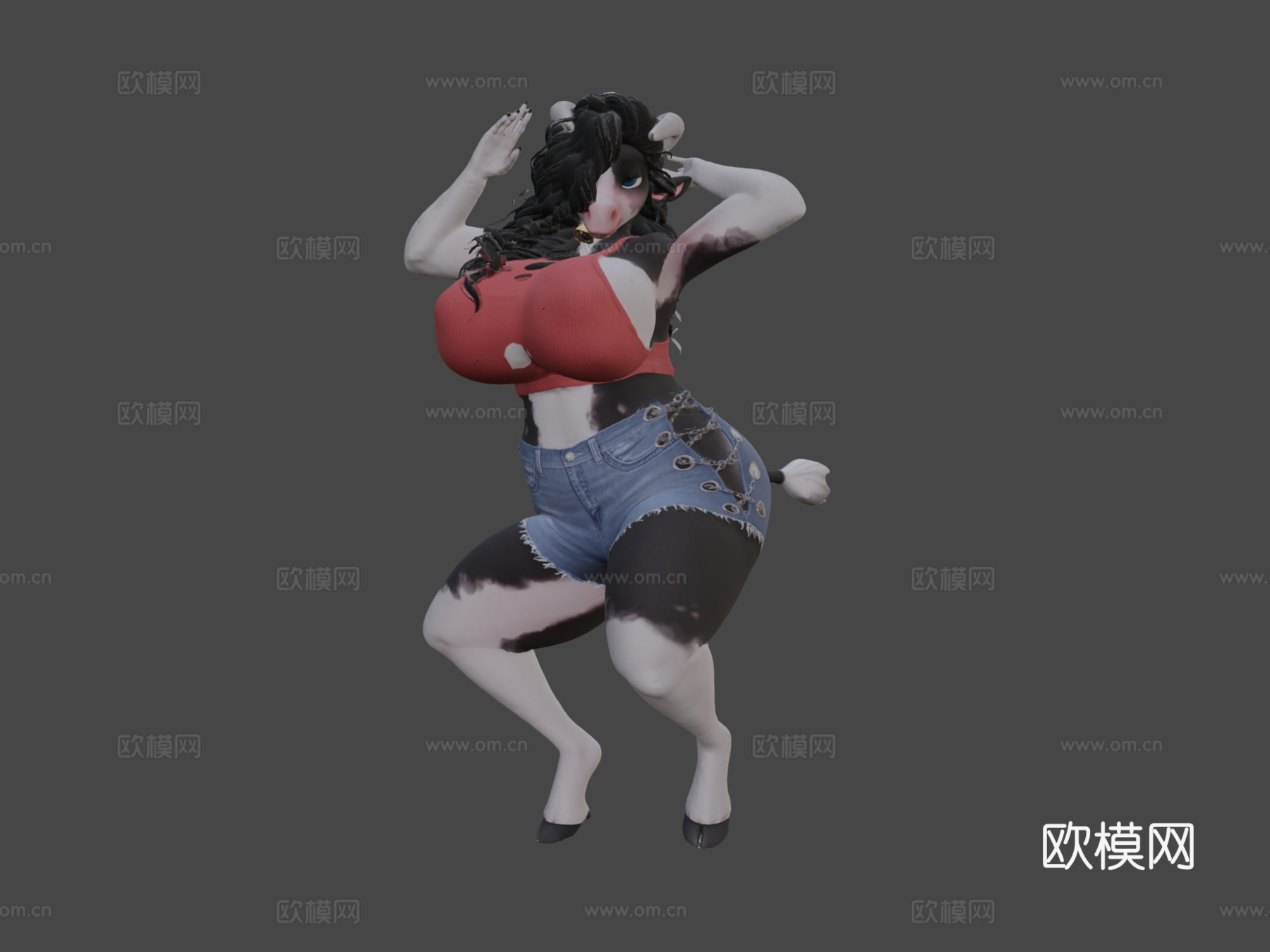 电臀奶牛女孩虚拟形象，第二人生3D扫描3d模型