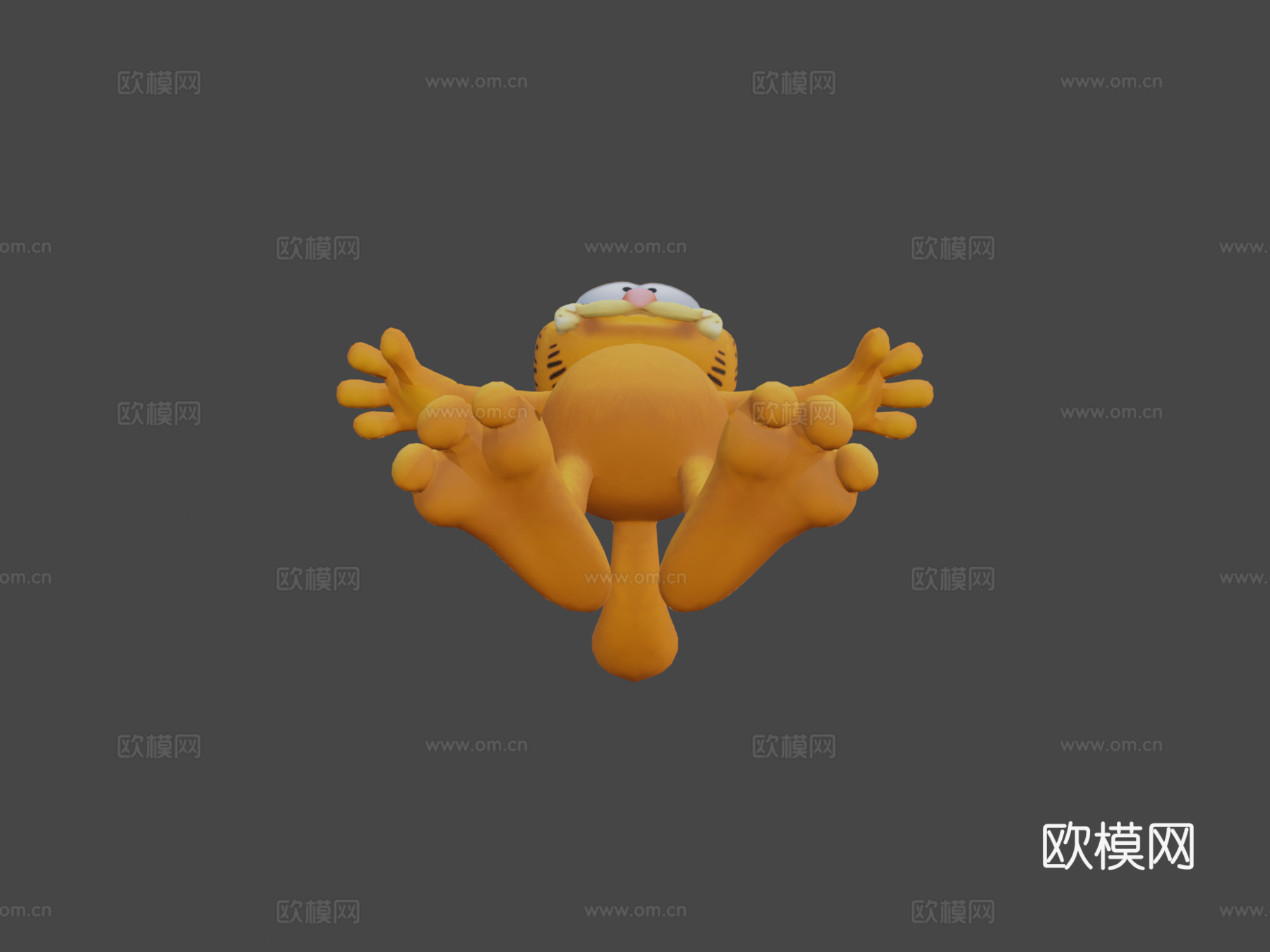 低多边形加菲猫(全骨骼绑定)3d模型
