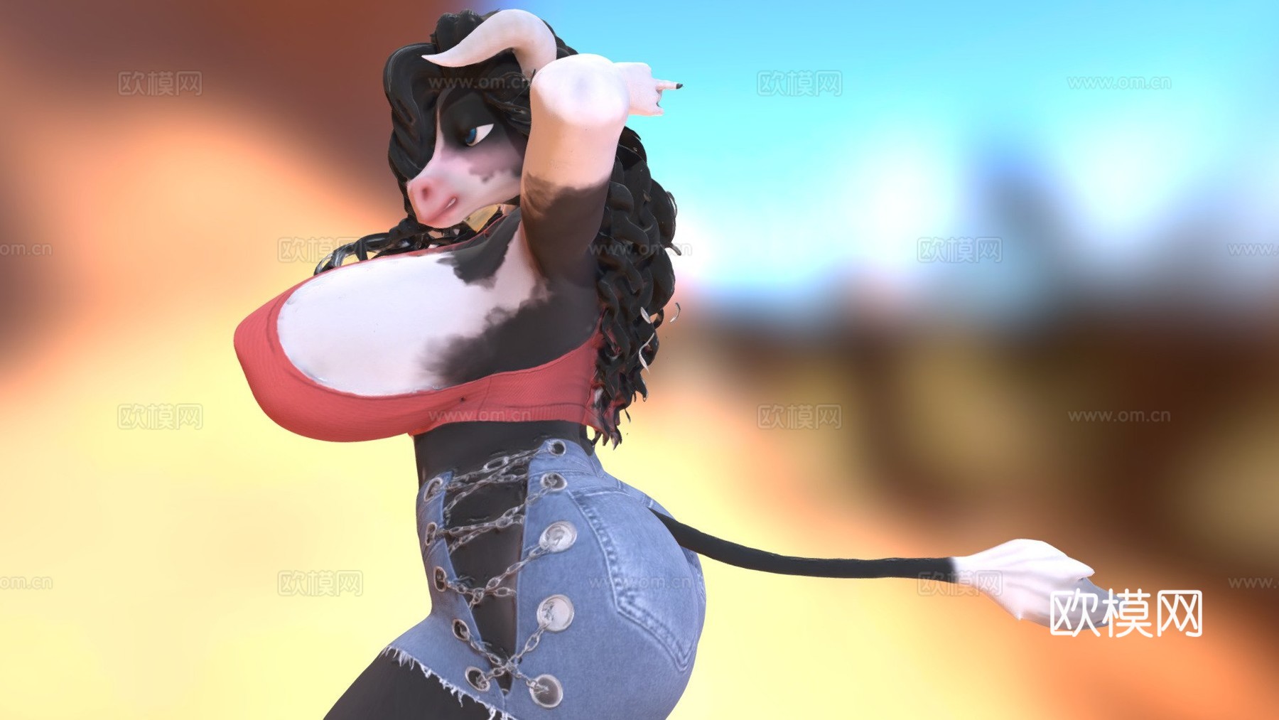 电臀奶牛女孩虚拟形象，第二人生3D扫描3d模型