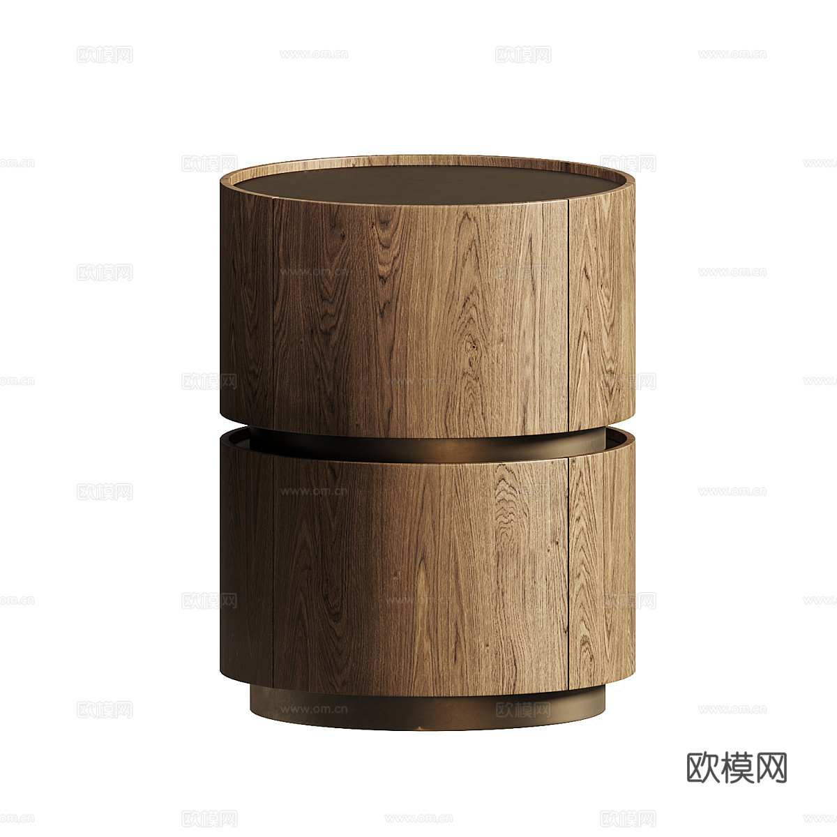 现代意式圆形实木床头柜3d模型