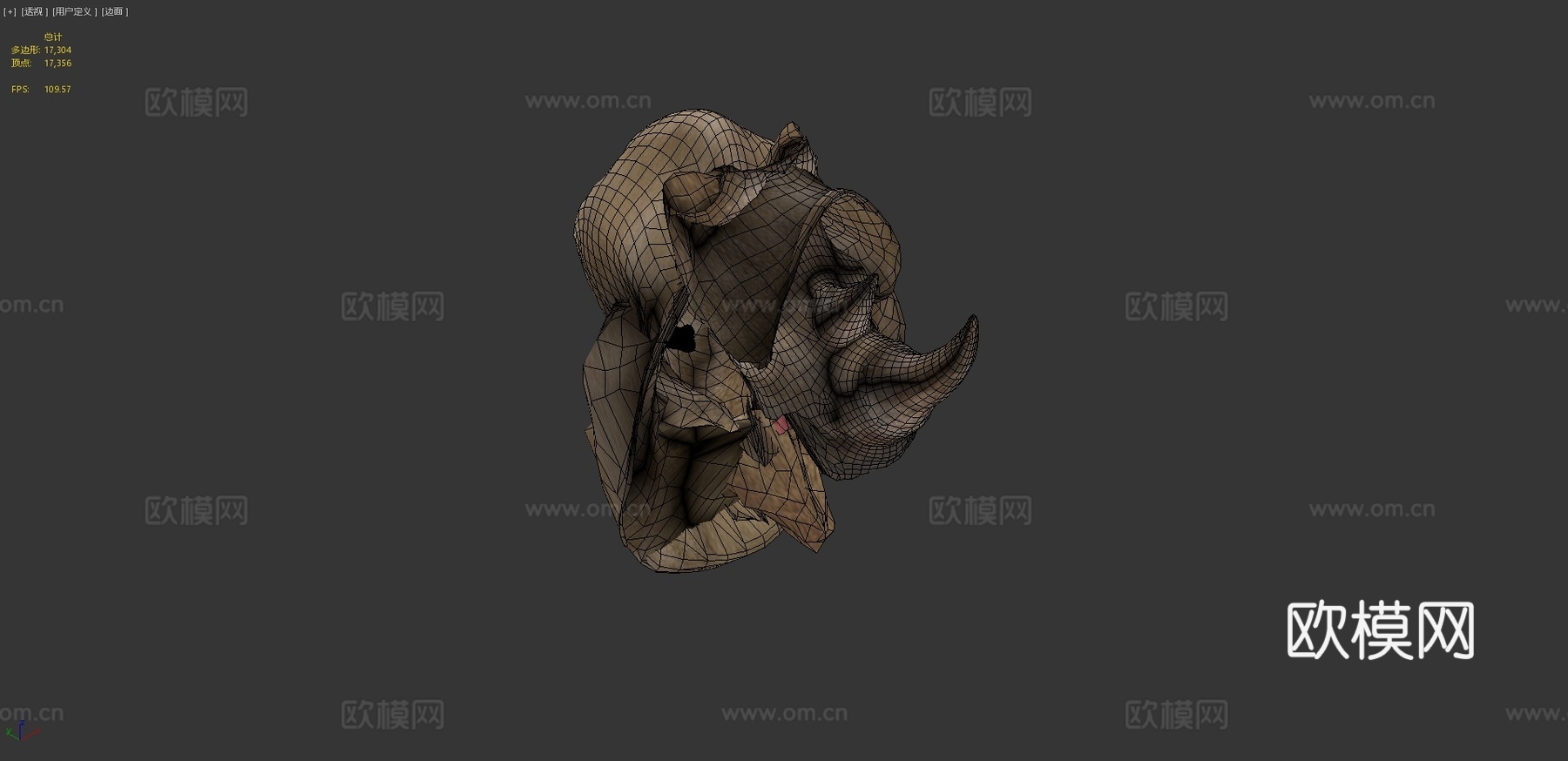 动画3D灰色犀牛奔跑循环3d模型