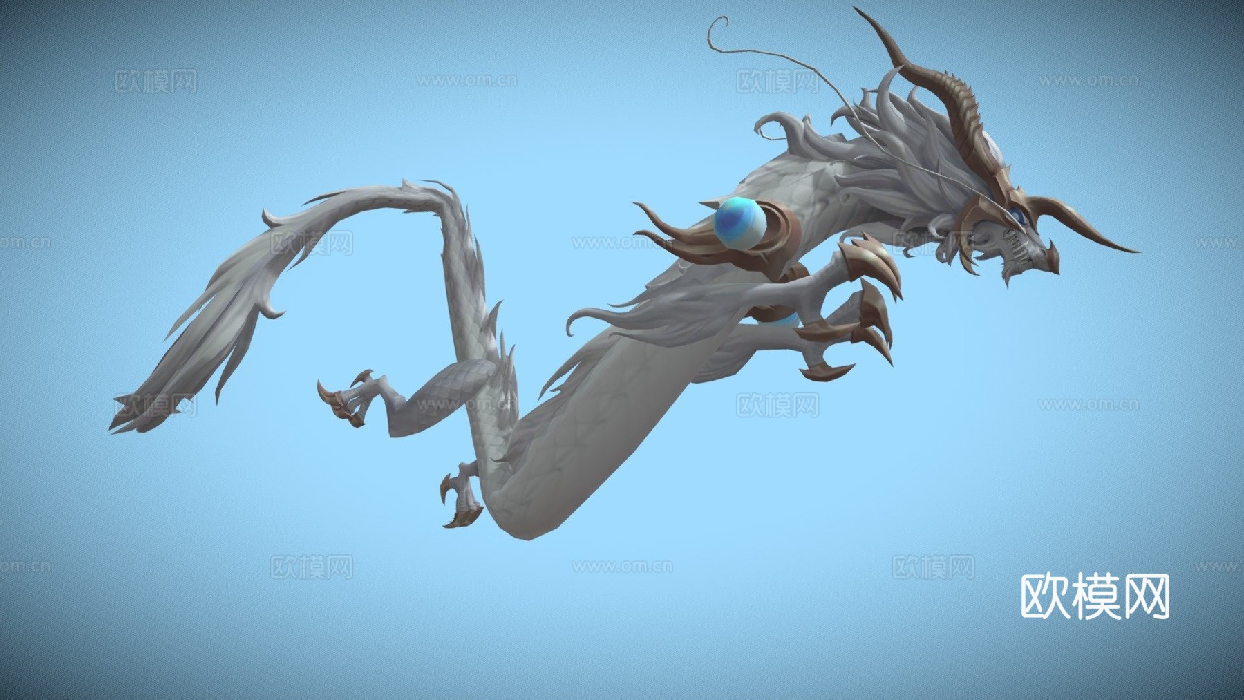白中国龙3d模型