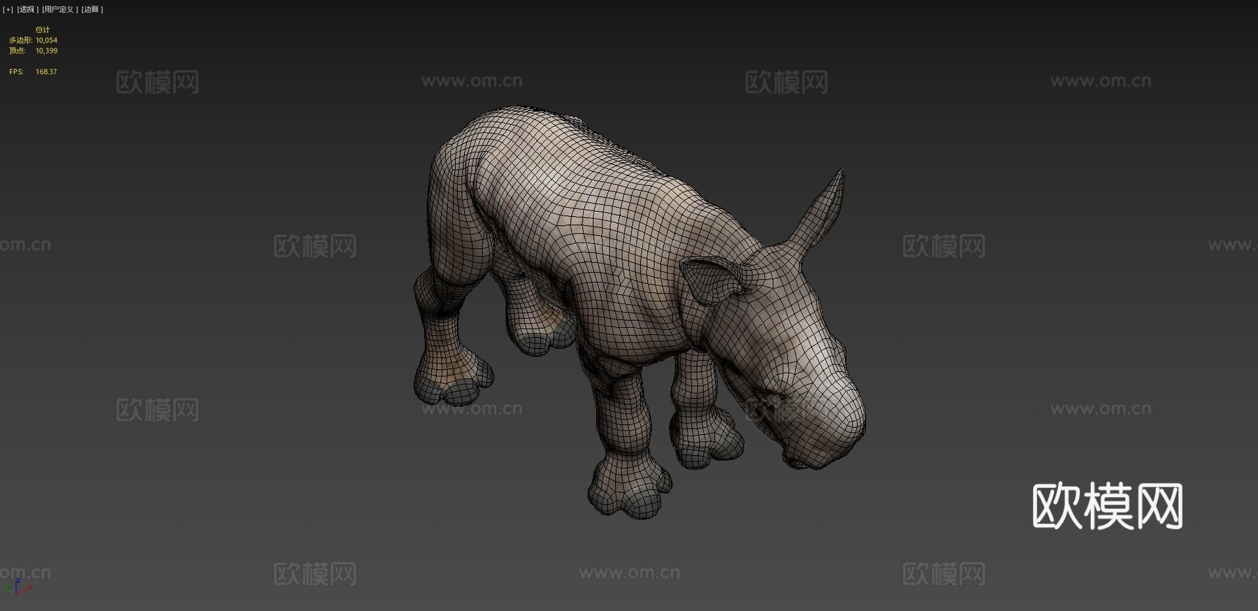 白犀牛宝宝静态姿势三角化3d模型