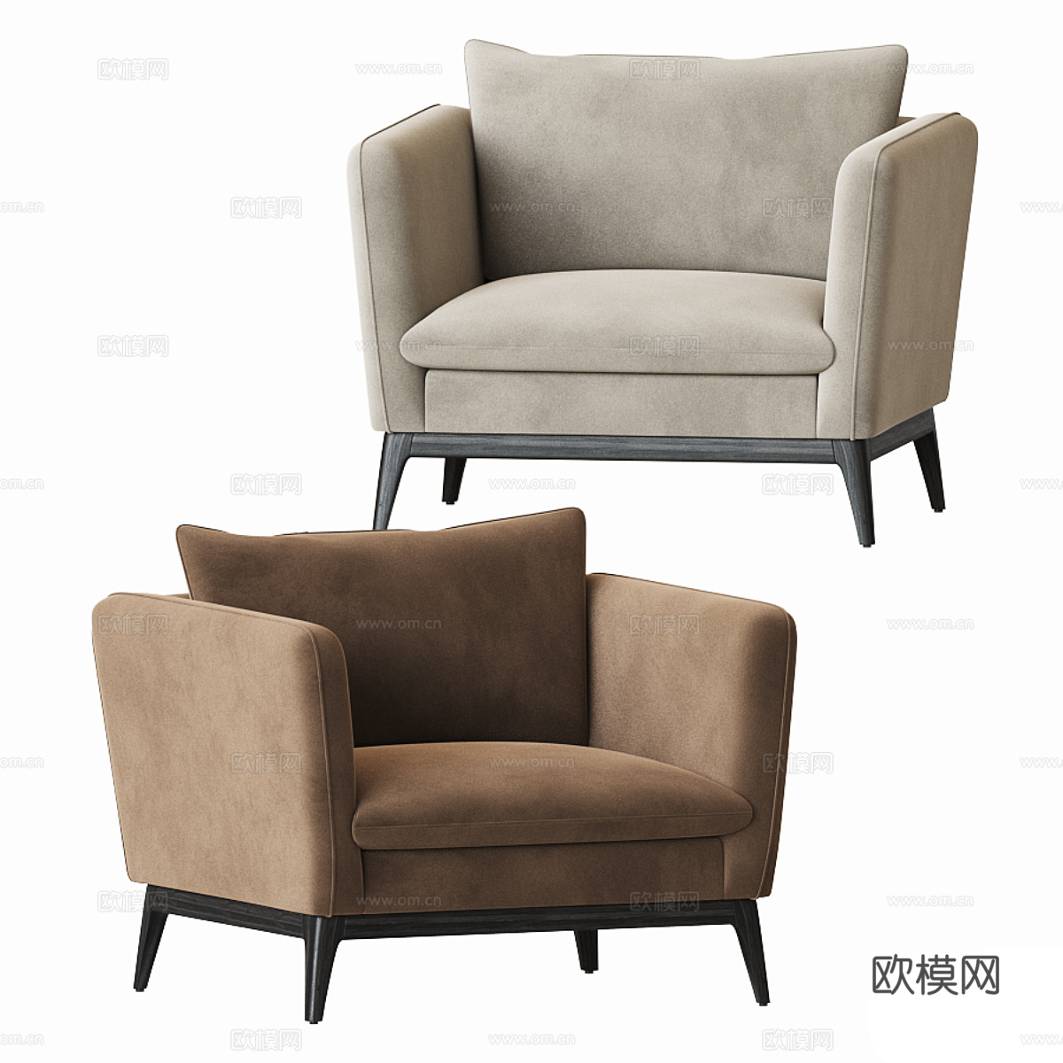 现代意式布艺扶手椅3d模型