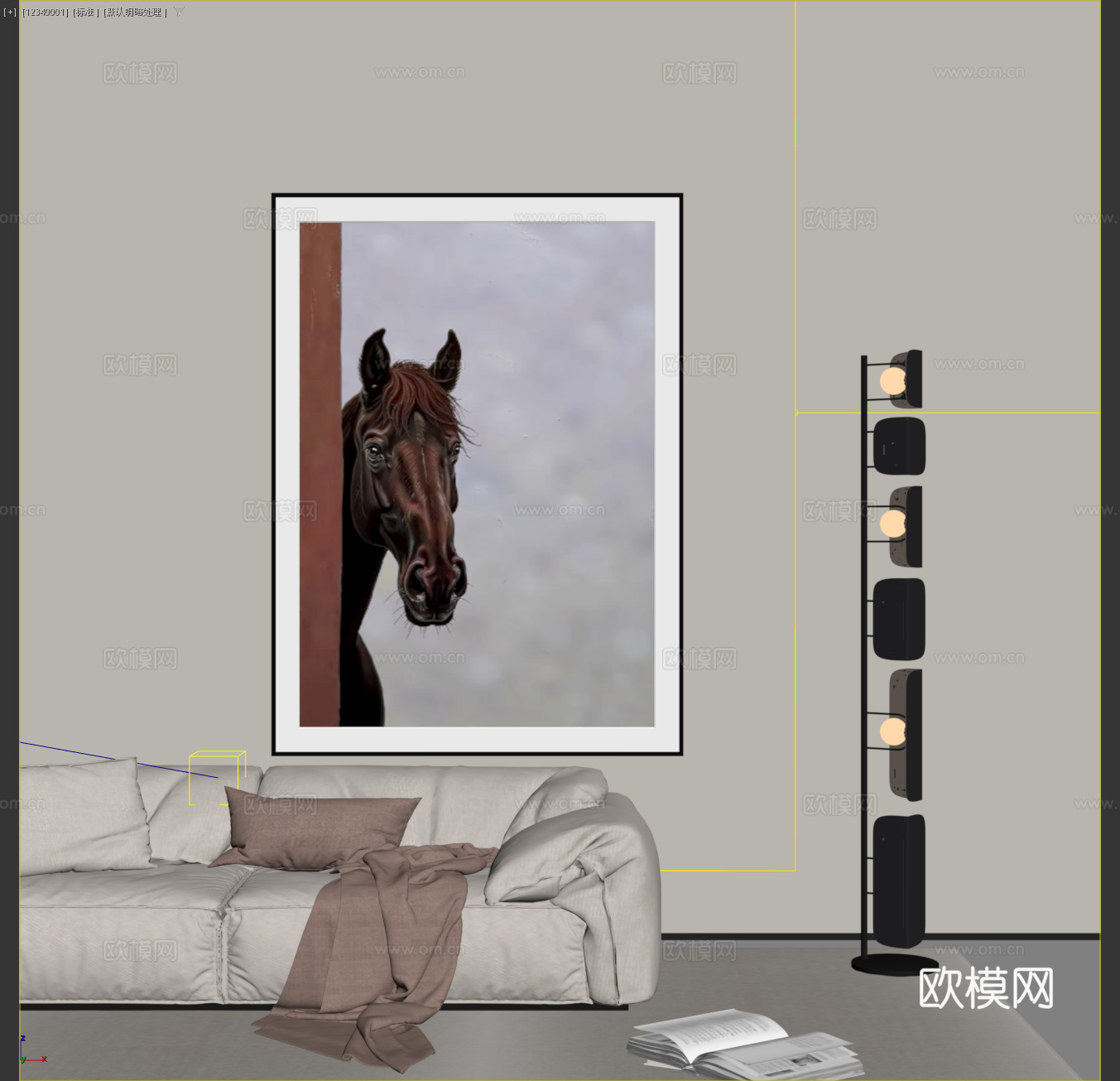 现代玄关装饰挂画 极简动物装饰挂画 意式客厅装饰挂画 端景马3d模型