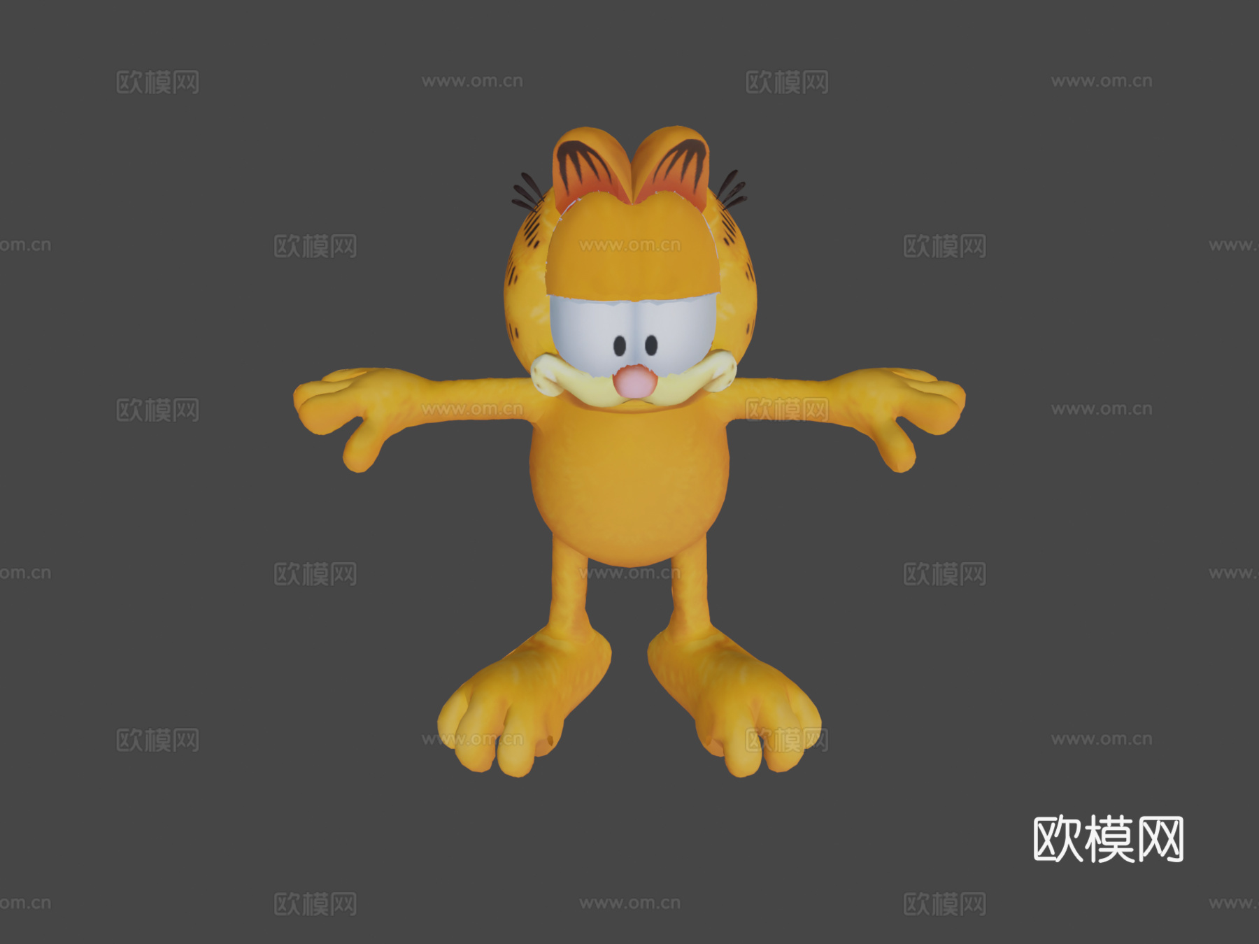 低多边形加菲猫(全骨骼绑定)3d模型