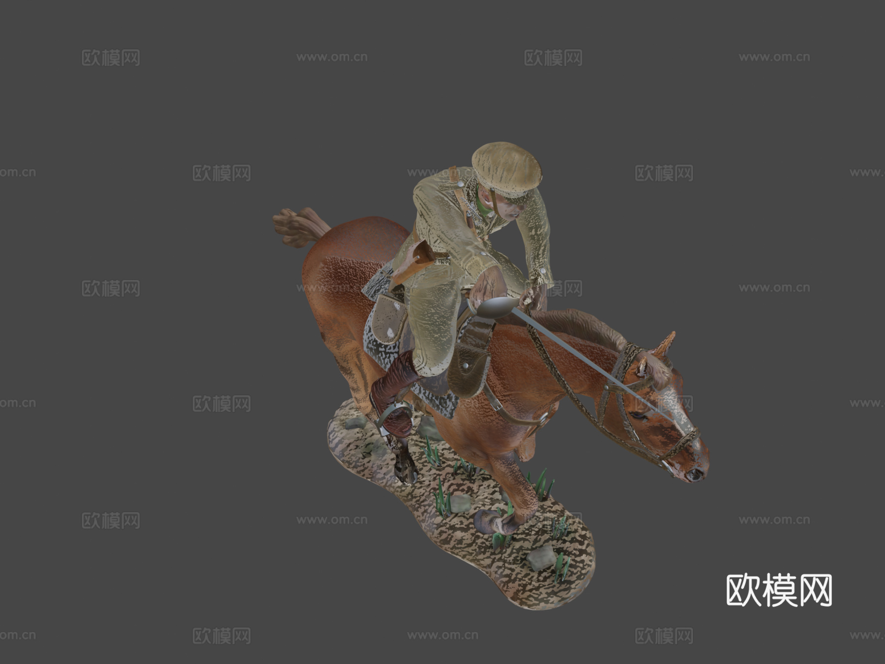 骑兵(新STL文件)冲锋-一战-英国3d模型