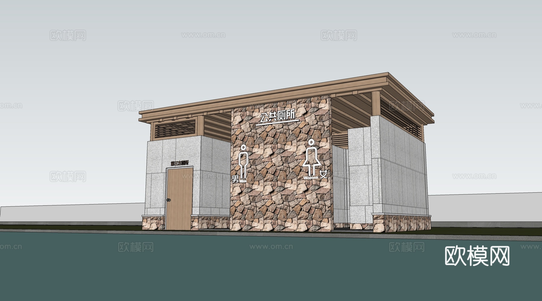 现代公厕建筑 厕所建筑 旅游厕所 公共卫生间su模型
