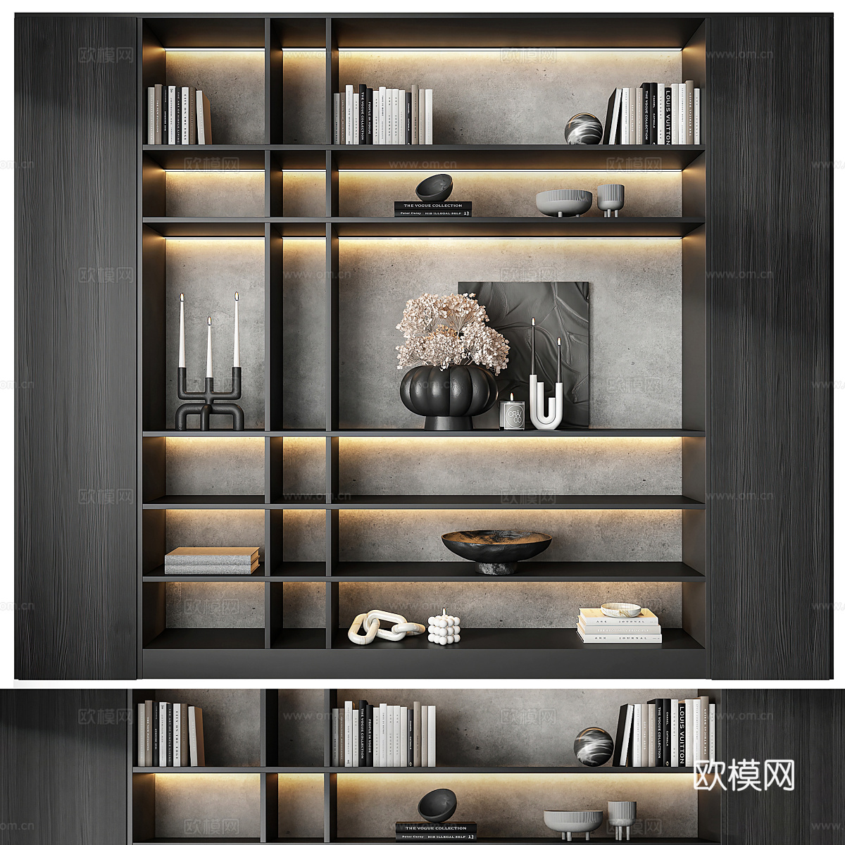 现代意式极简装饰柜 书柜3d模型