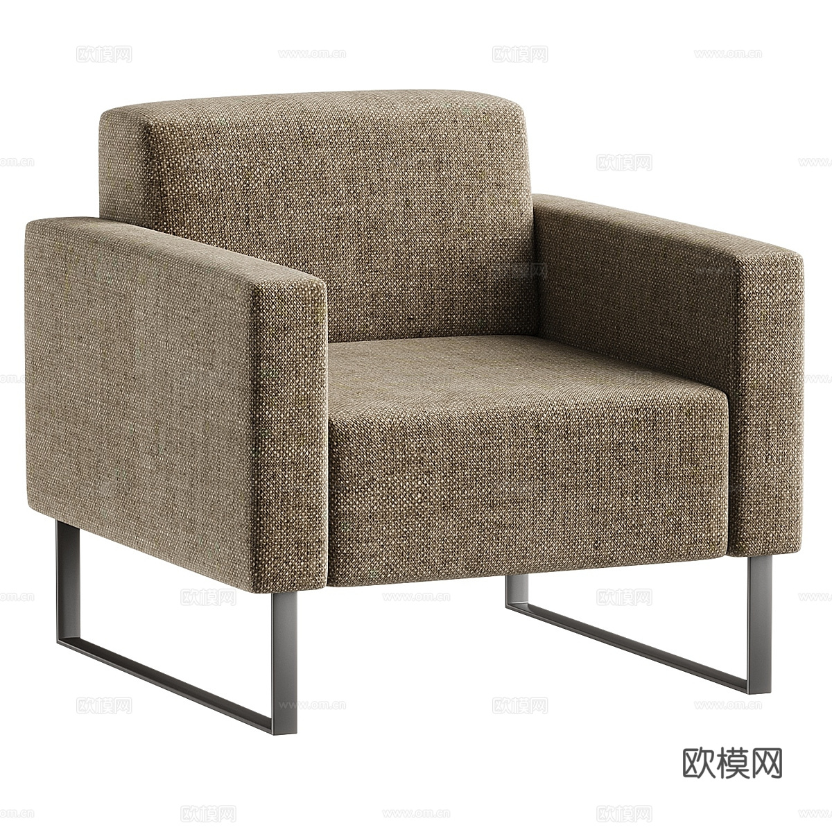 现代意式布艺沙发椅3d模型
