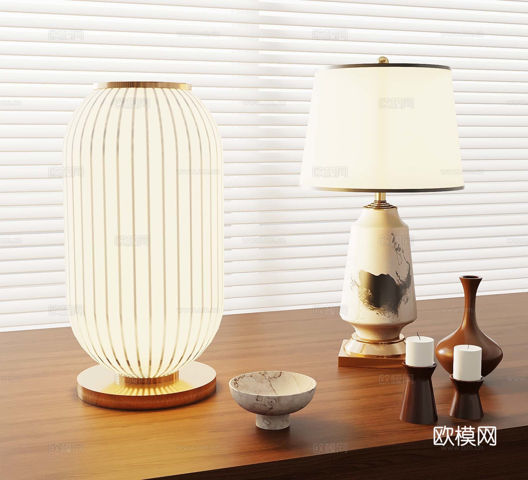 新中式台灯 新中式灯笼3d模型