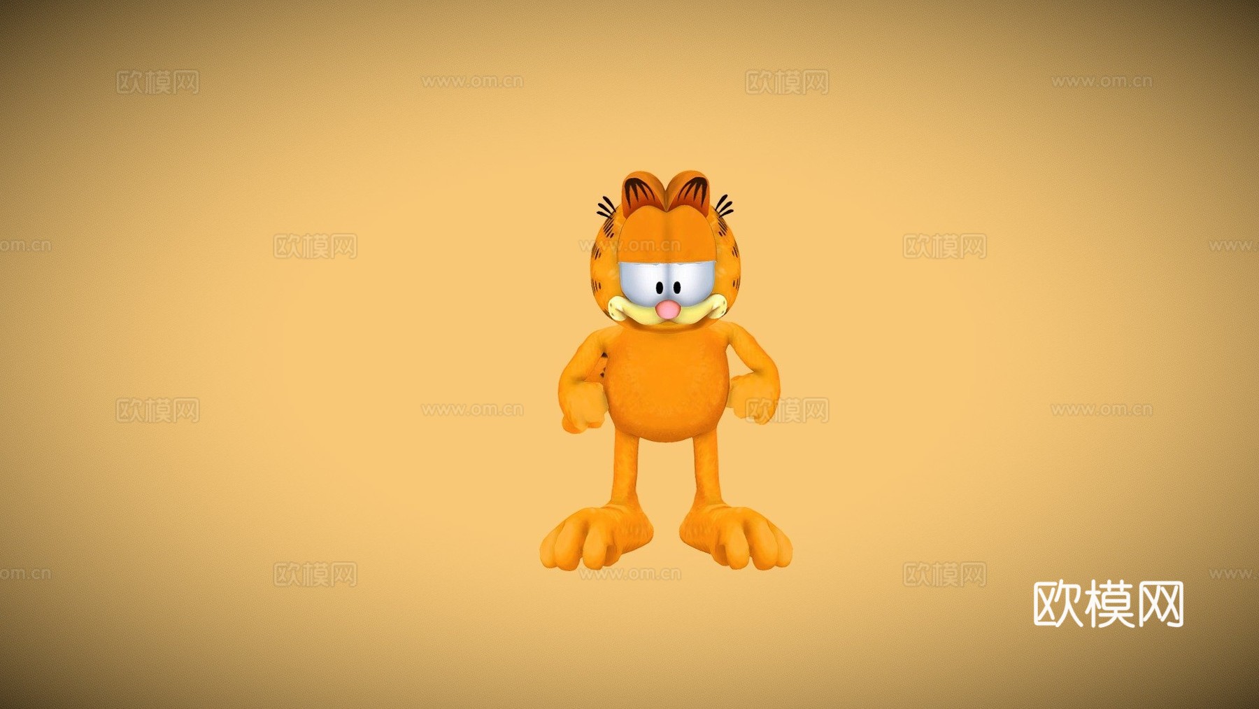低多边形加菲猫(全骨骼绑定)3d模型