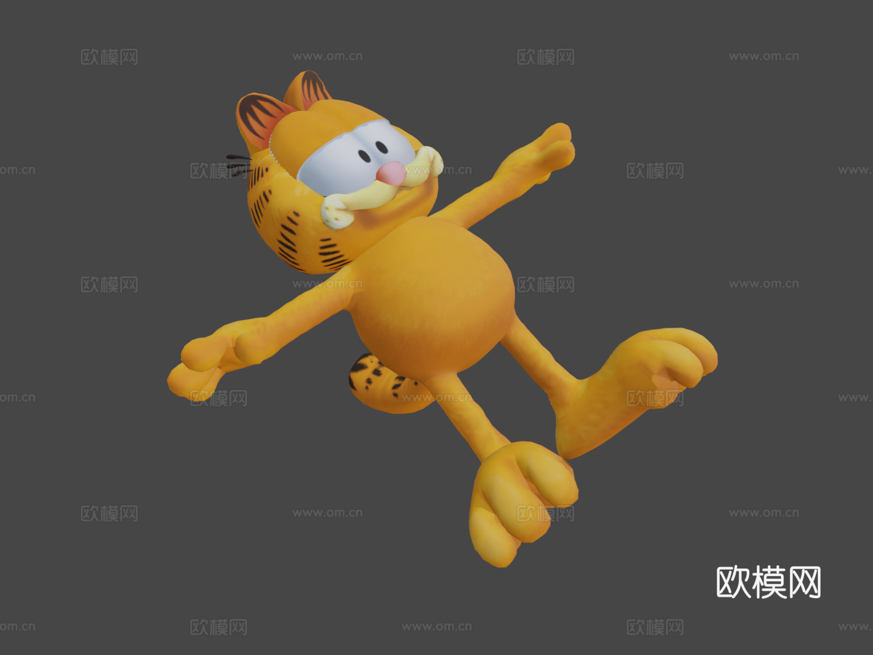 低多边形加菲猫(全骨骼绑定)3d模型