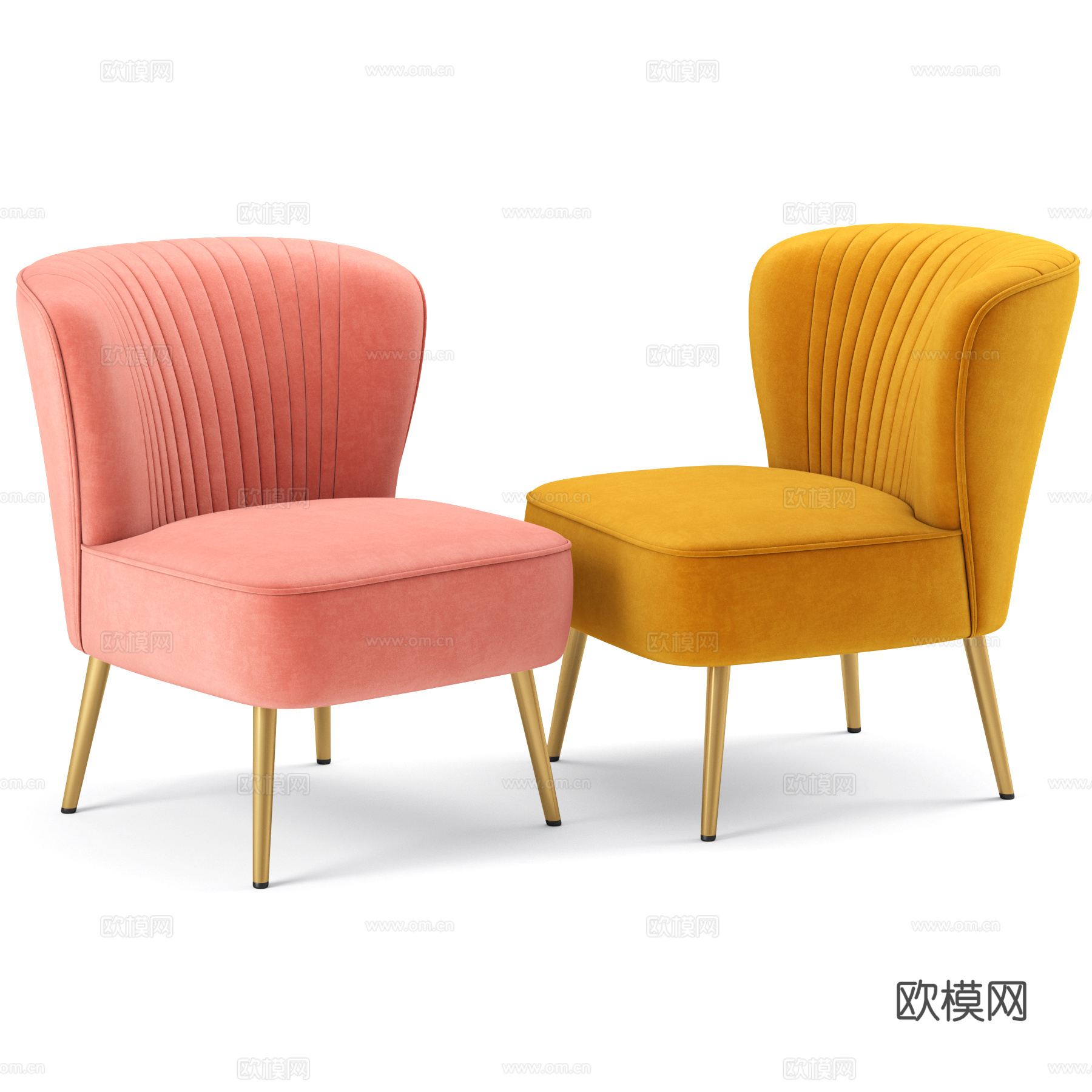 现代轻奢布艺沙发椅3d模型