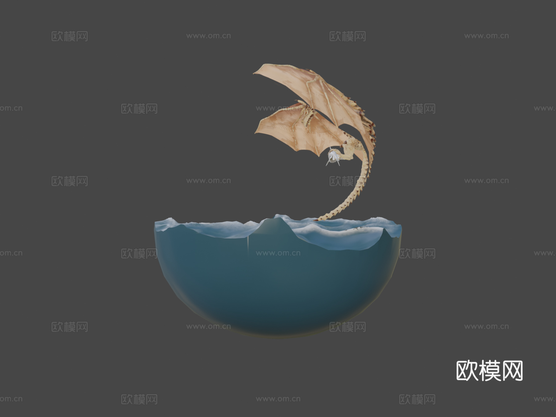 双足飞龙钓鱼3d模型