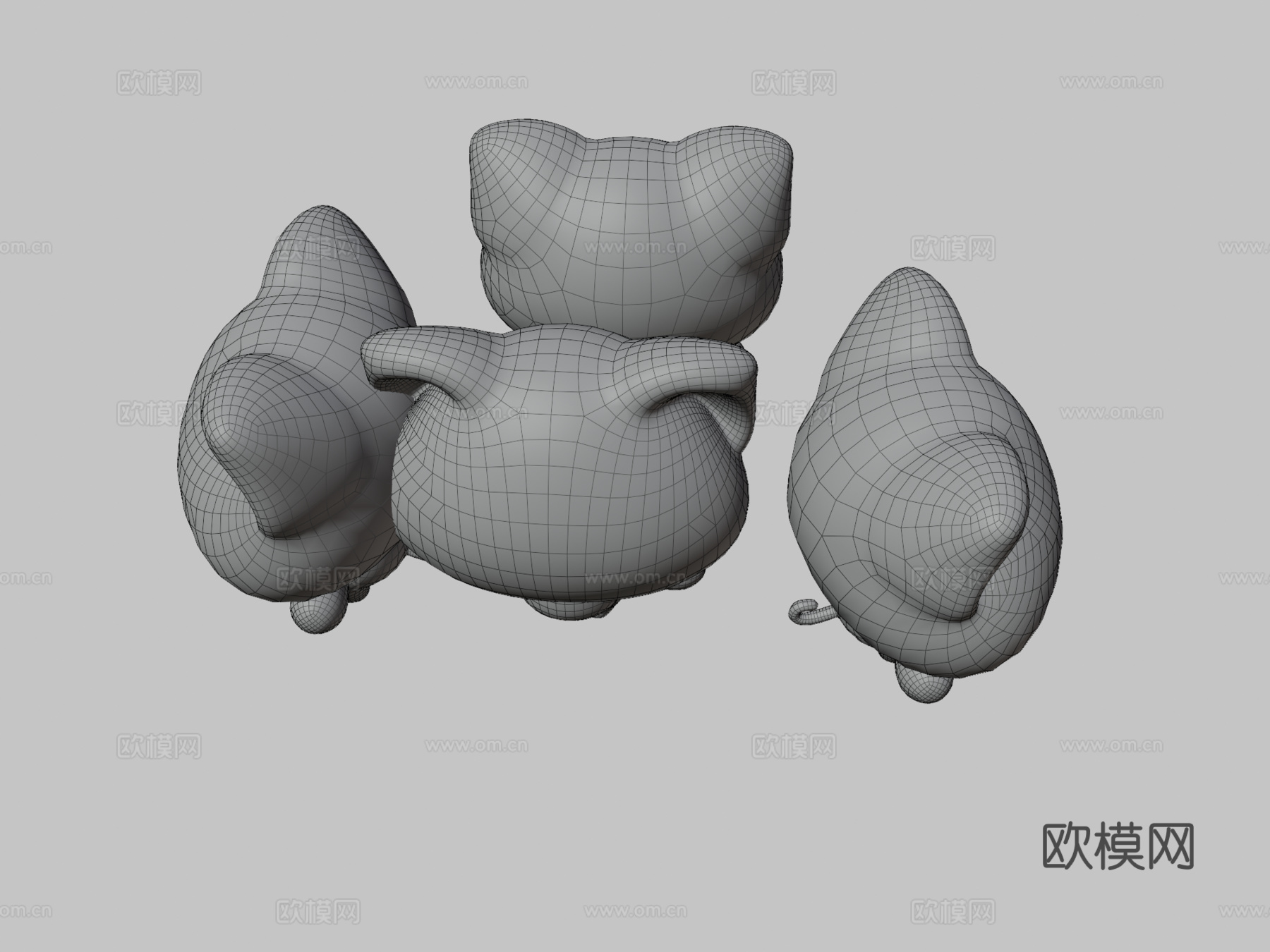 猫咪-绑定与摆姿3d模型