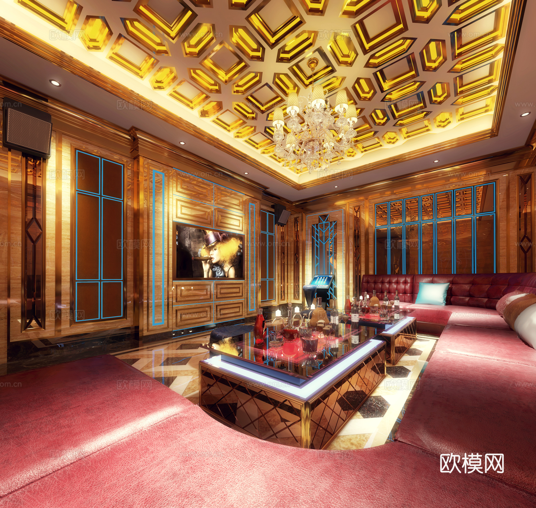 欧式豪华ktv包间3d模型