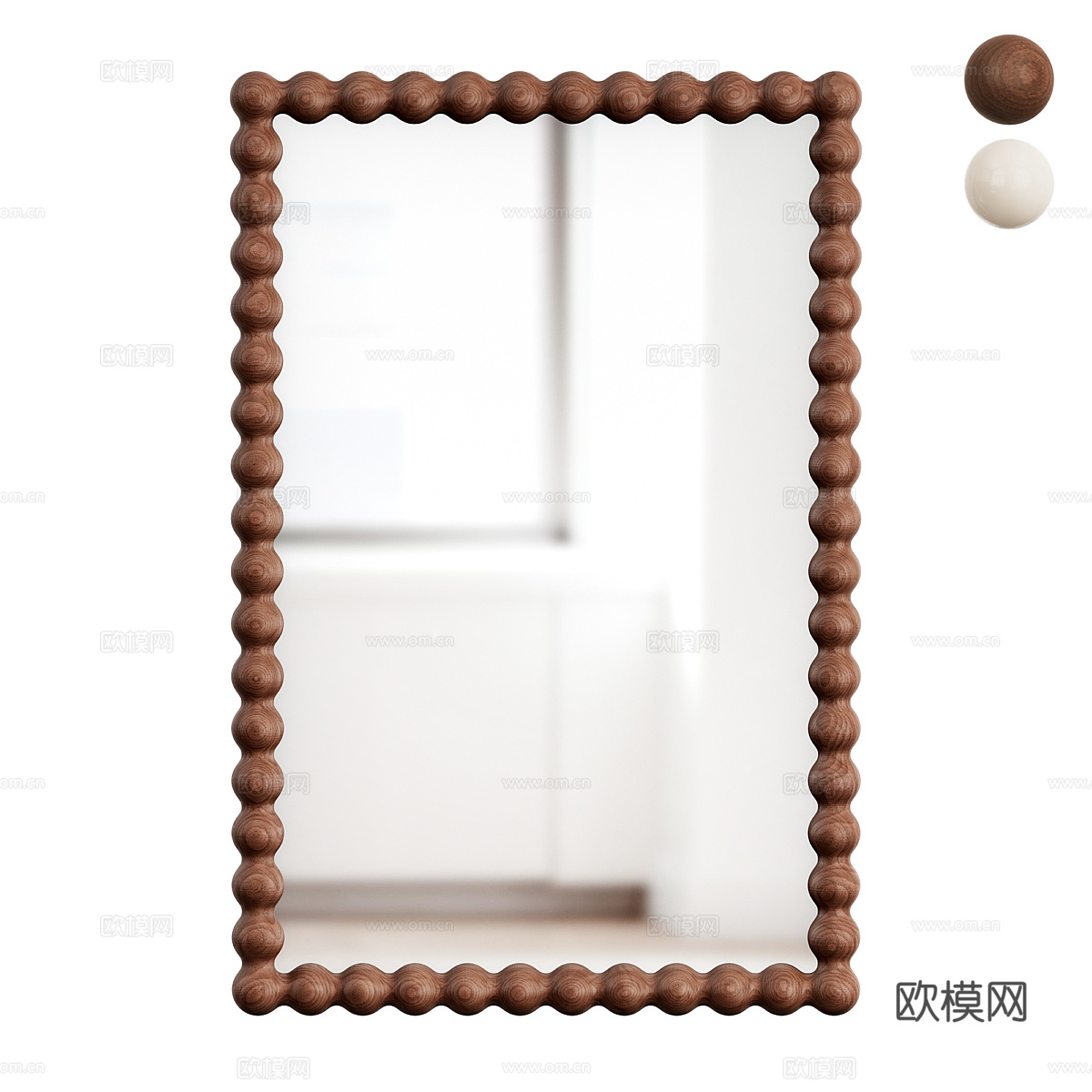 新中式中古风装饰镜子3d模型