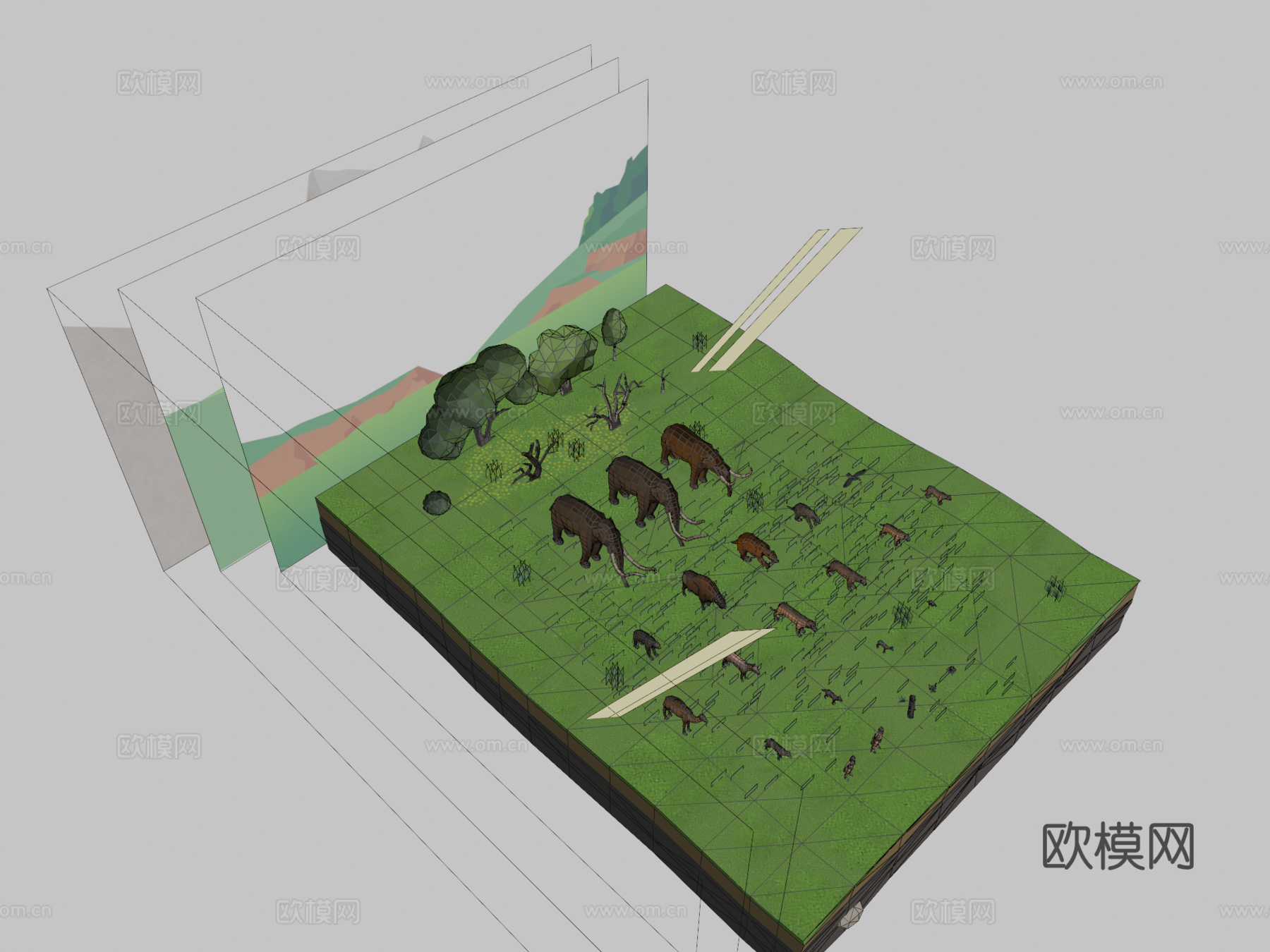 低多边形史前动物3d模型