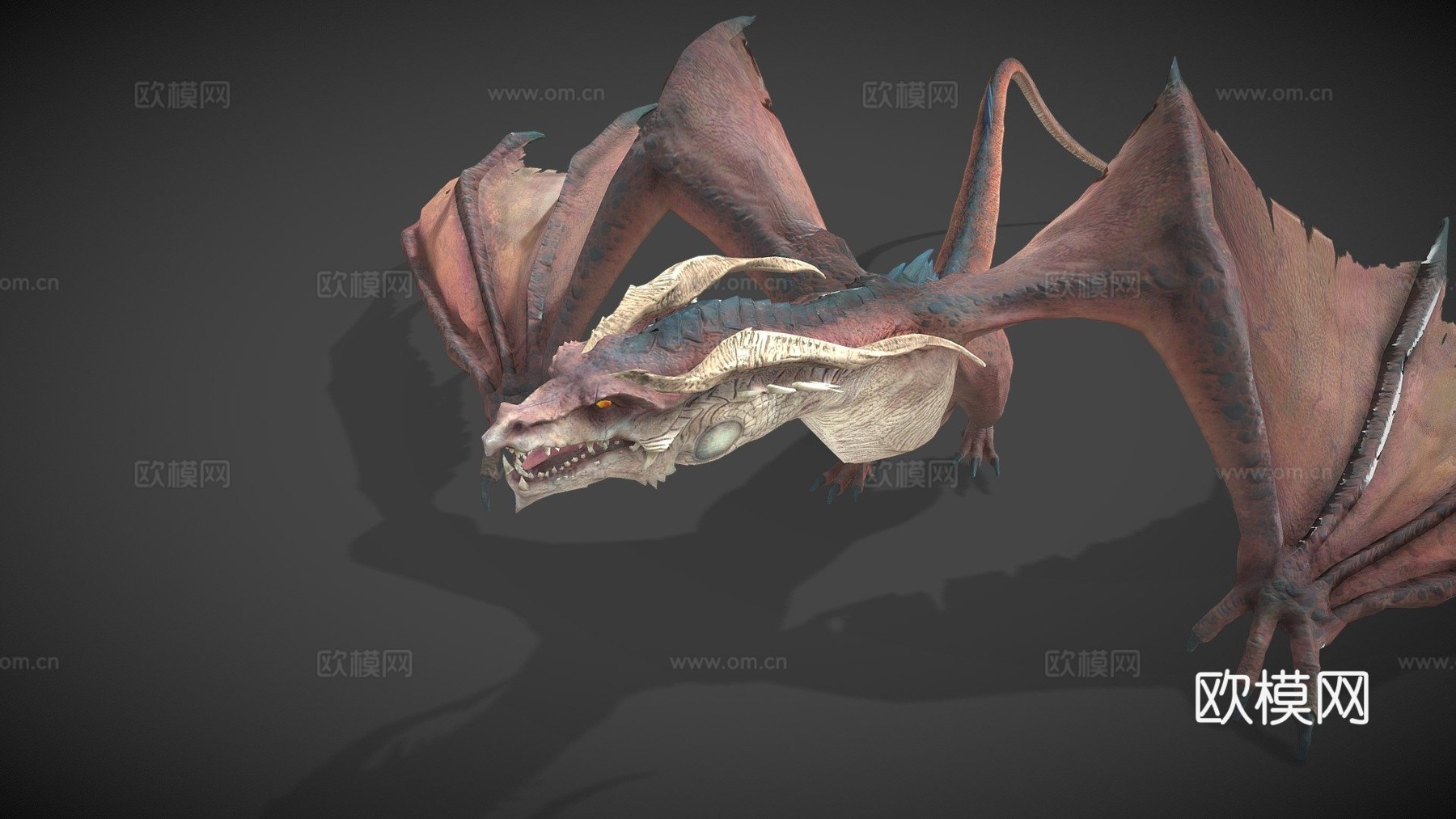 慢动作循环动画龙奔跑3d模型