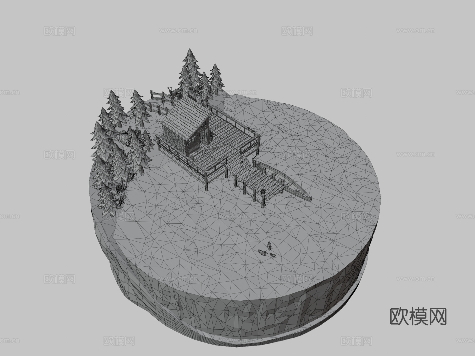 低多边形湖泊场景3d模型