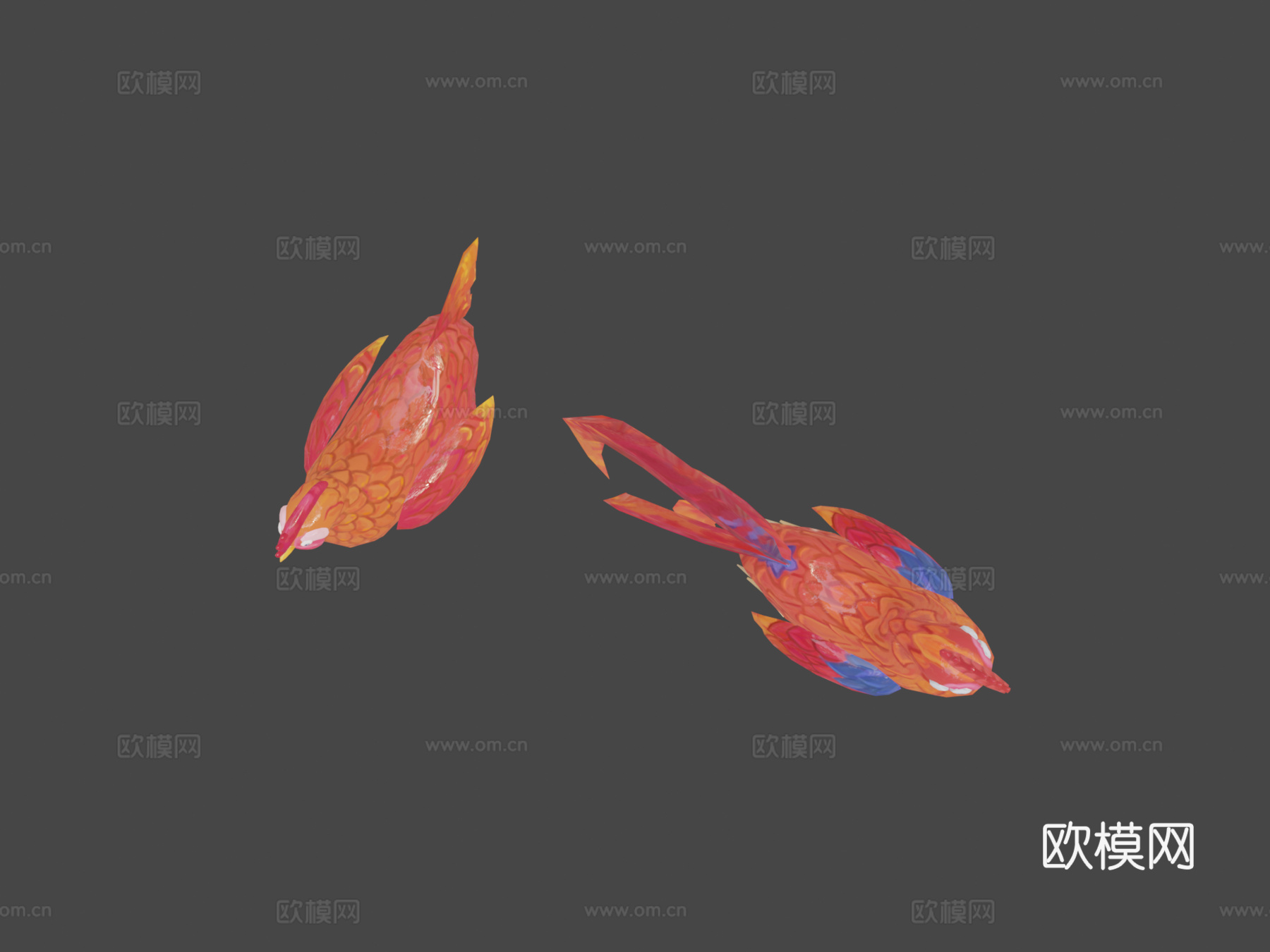 手绘公鸡与母鸡3d模型