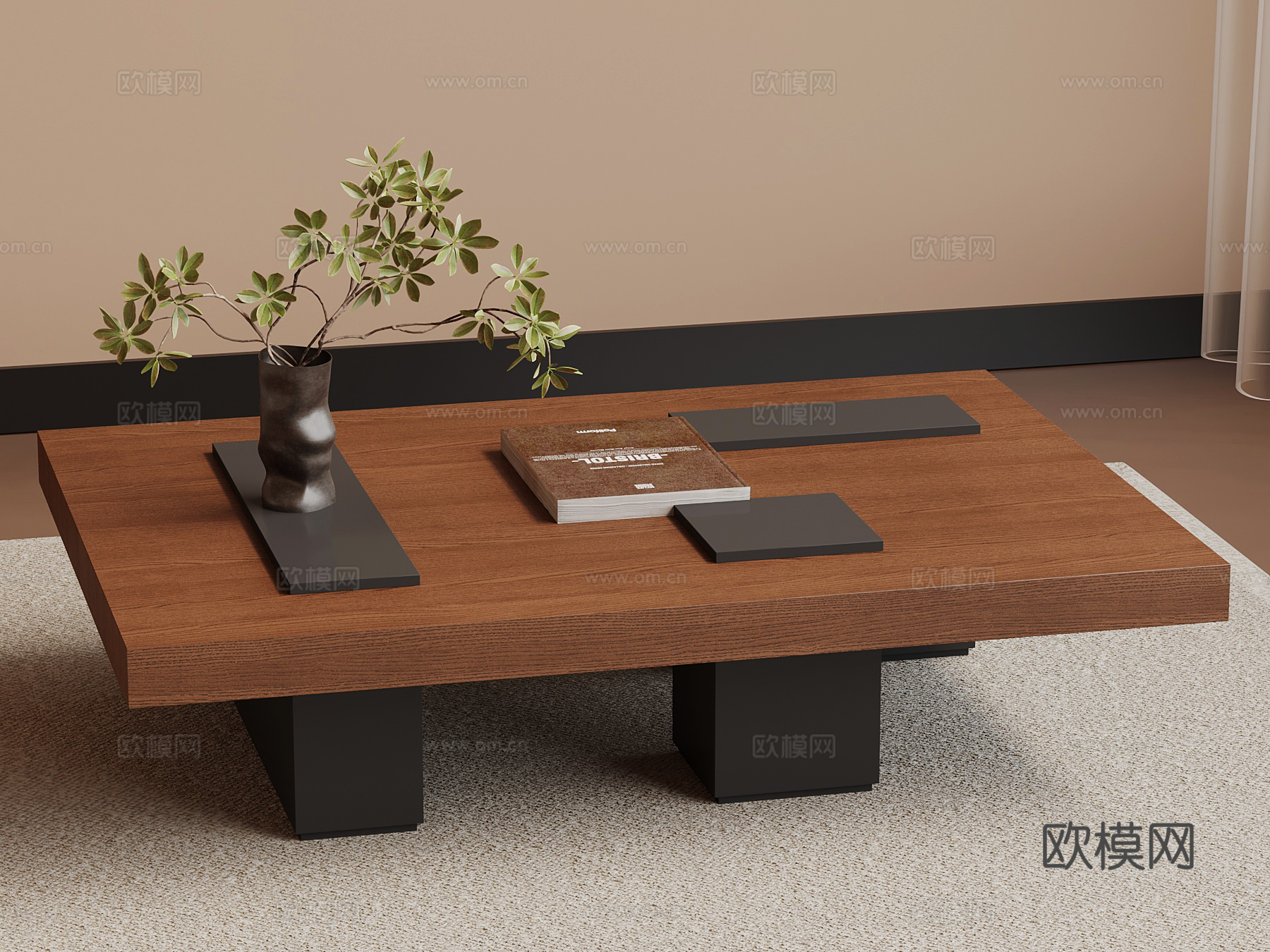 现代中古风茶几 装饰摆件3d模型