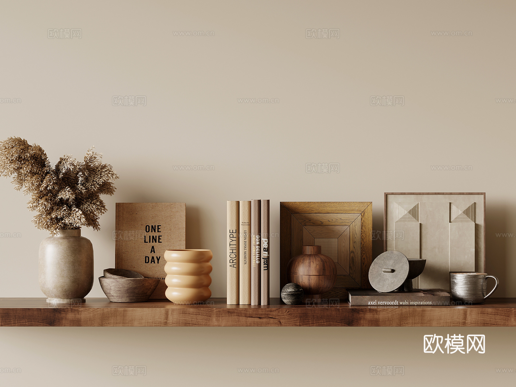 饰品摆件 中古风装饰品 书籍摆件 花瓶花艺su模型