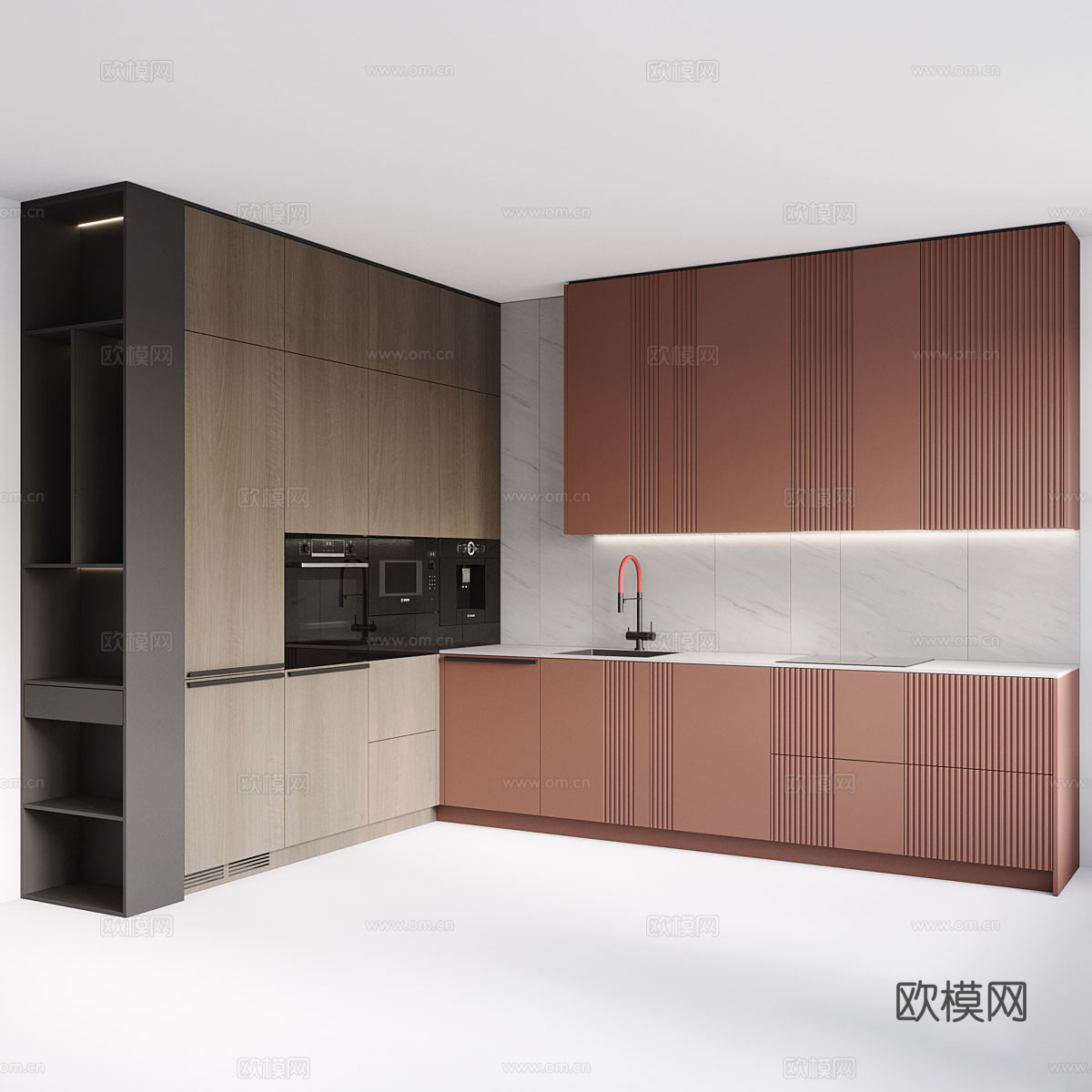 现代意式极简橱柜3d模型