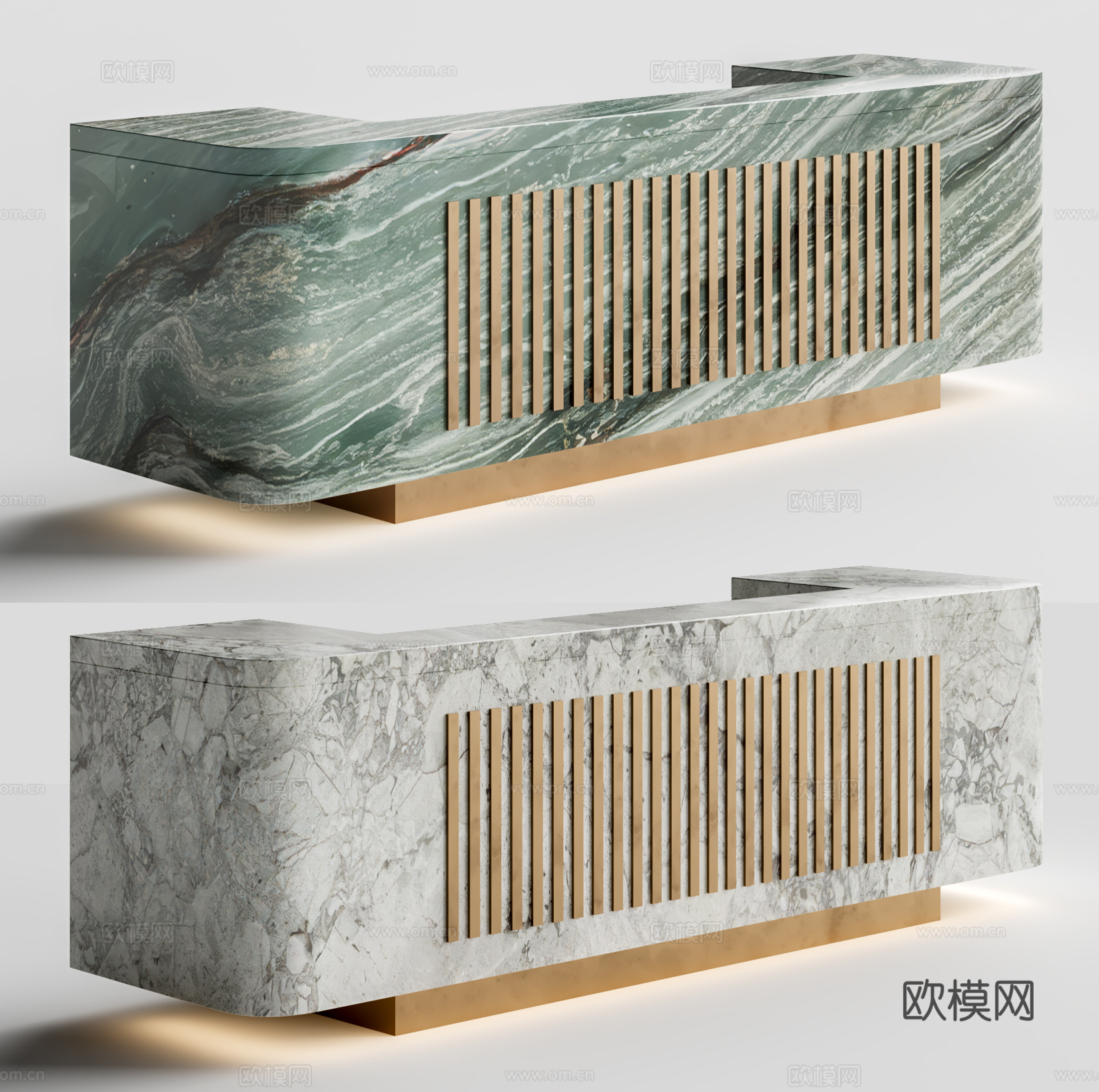大理石服务台 弧形接待台 大理石接待台 大理石前台 公司前台3d模型