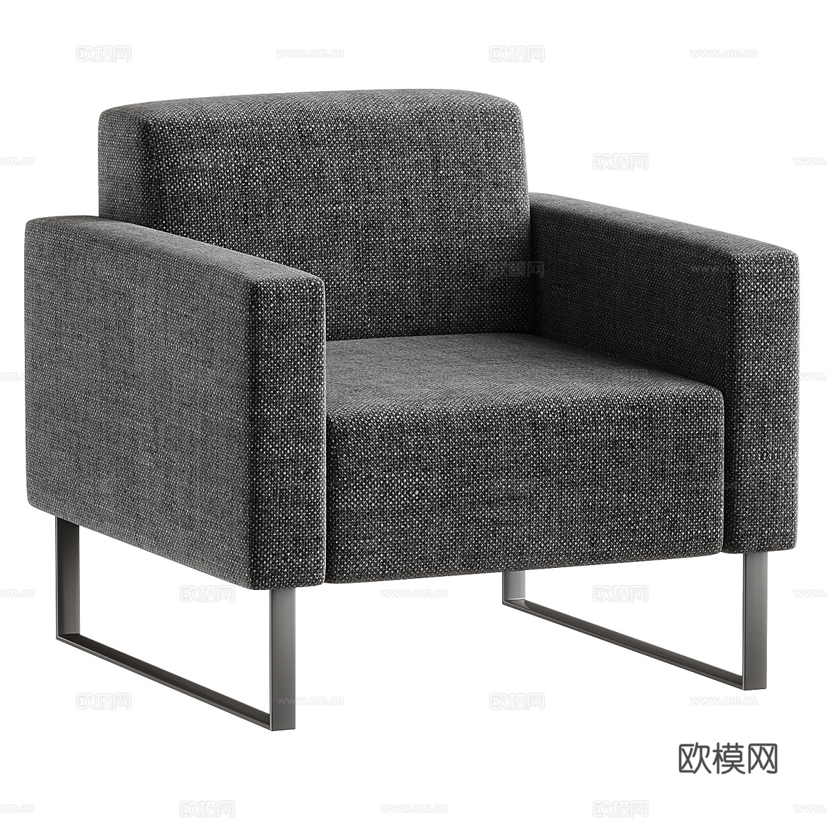 现代意式布艺沙发椅3d模型